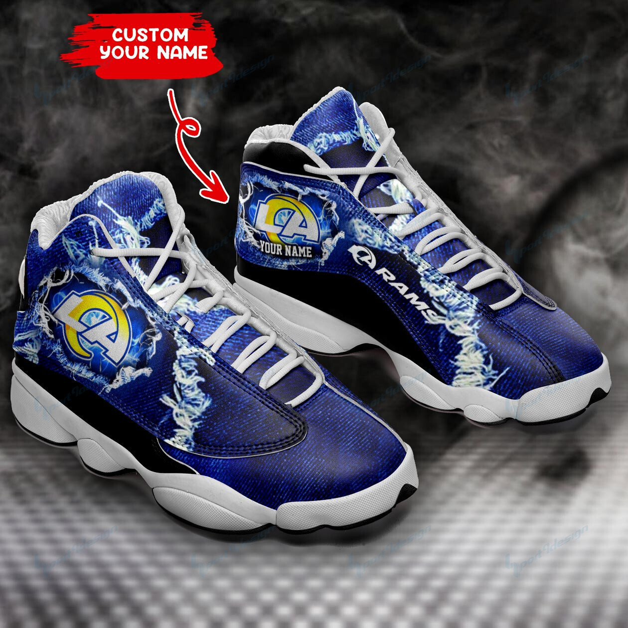 JWFancy Los Angeles Rams NFL AJ13 Sneakers Shoes For Men And Women