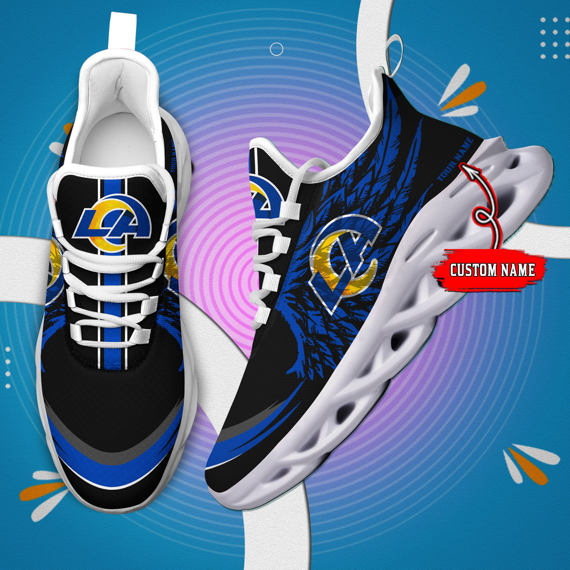 JWFancy Los Angeles Rams NFL Max Soul Shoes Sneakers For Men And Women