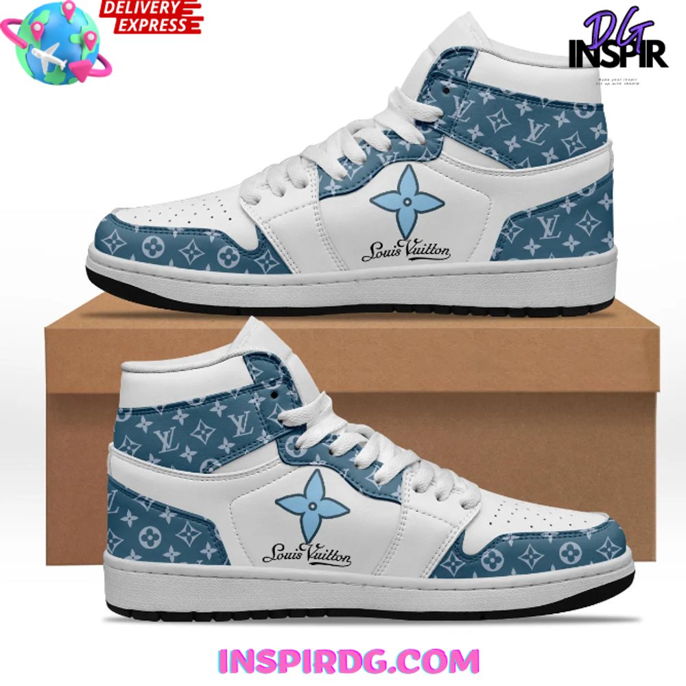 JWFancy Louis Vuitton Blue Star AJ1 High Sneakers Shoes For Men And Women