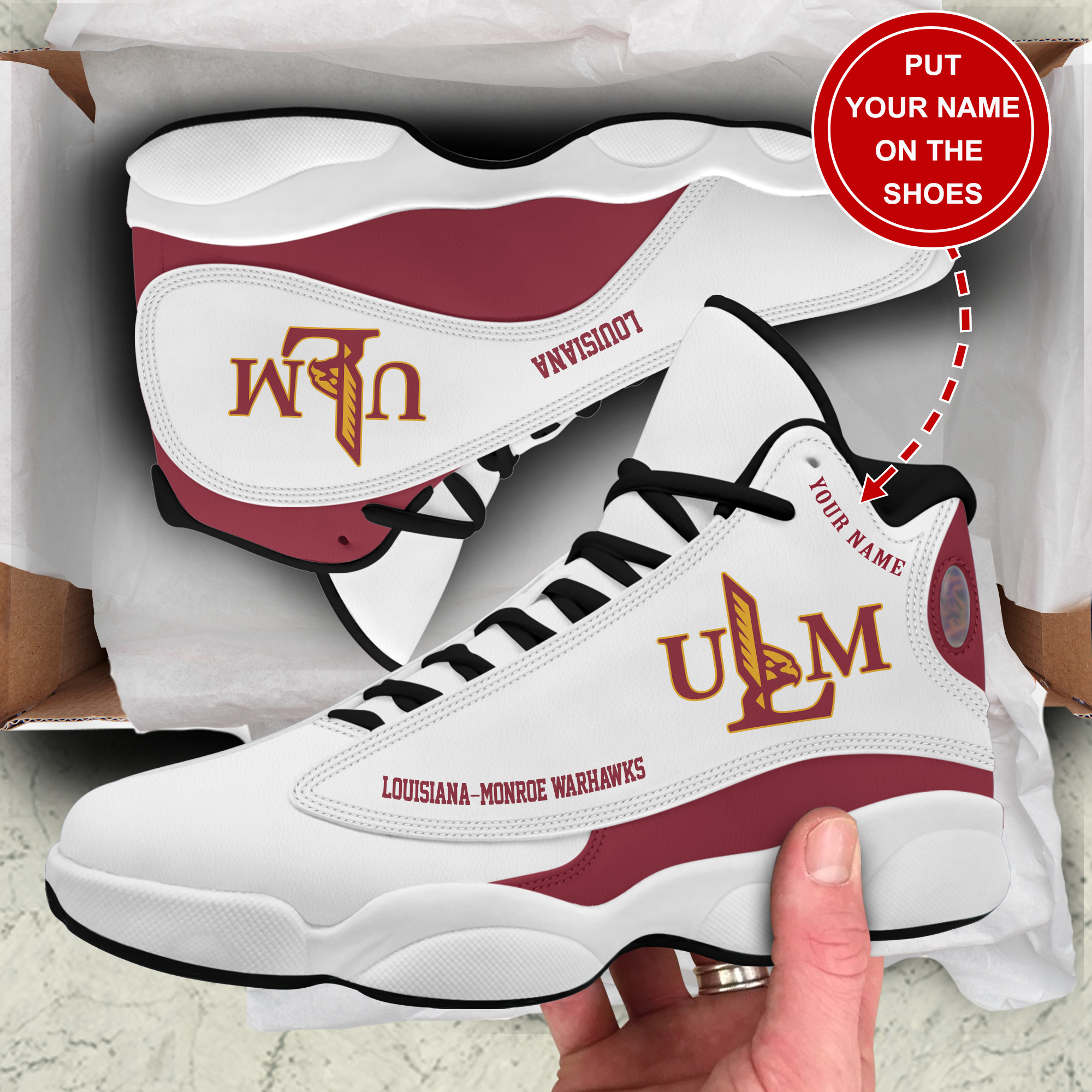 JWFancy Louisiana-Monroe Warhawks AJ13 Sneakers Shoes For Men And Women