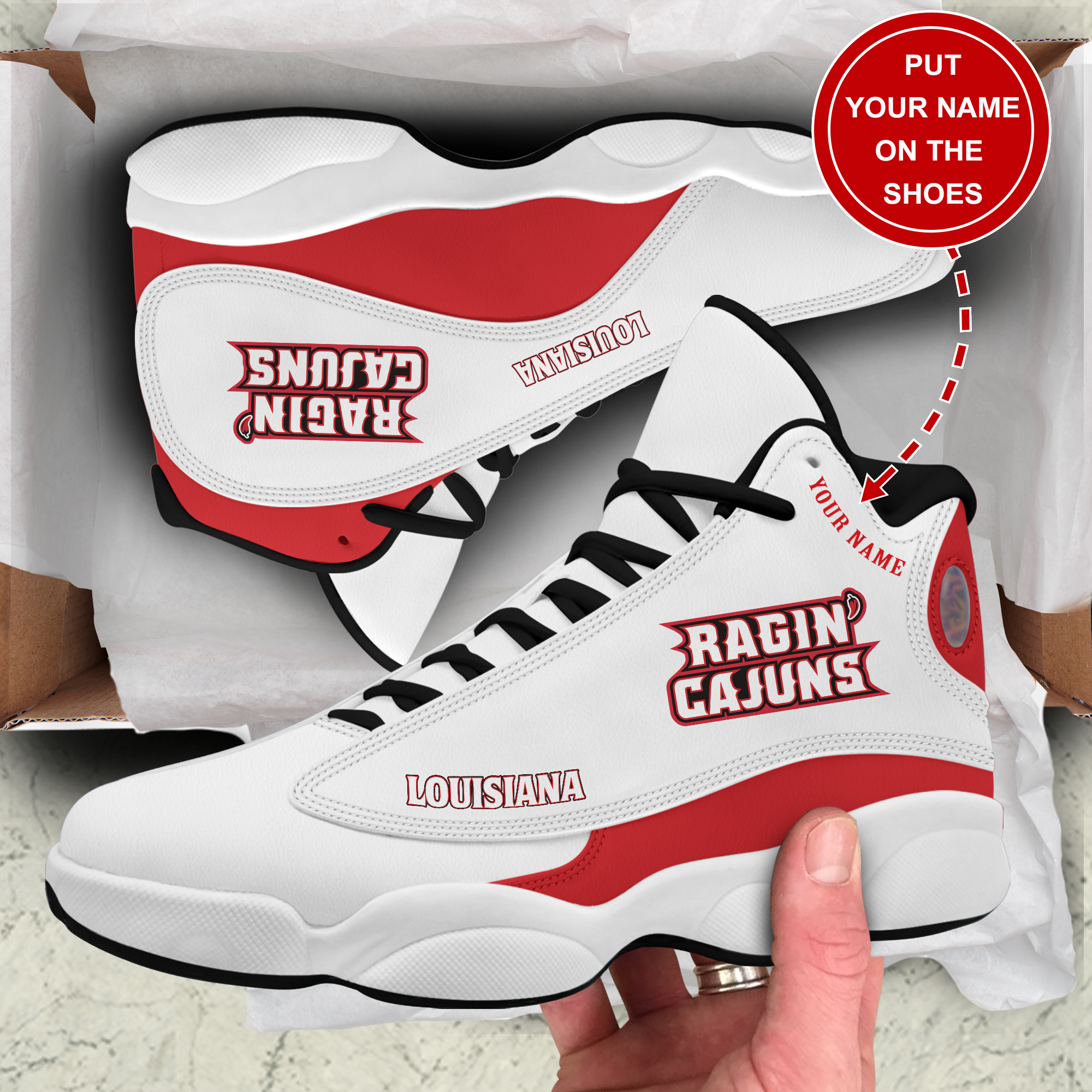 JWFancy Louisiana Ragin Cajuns AJ13 Sneakers Shoes For Men And Women