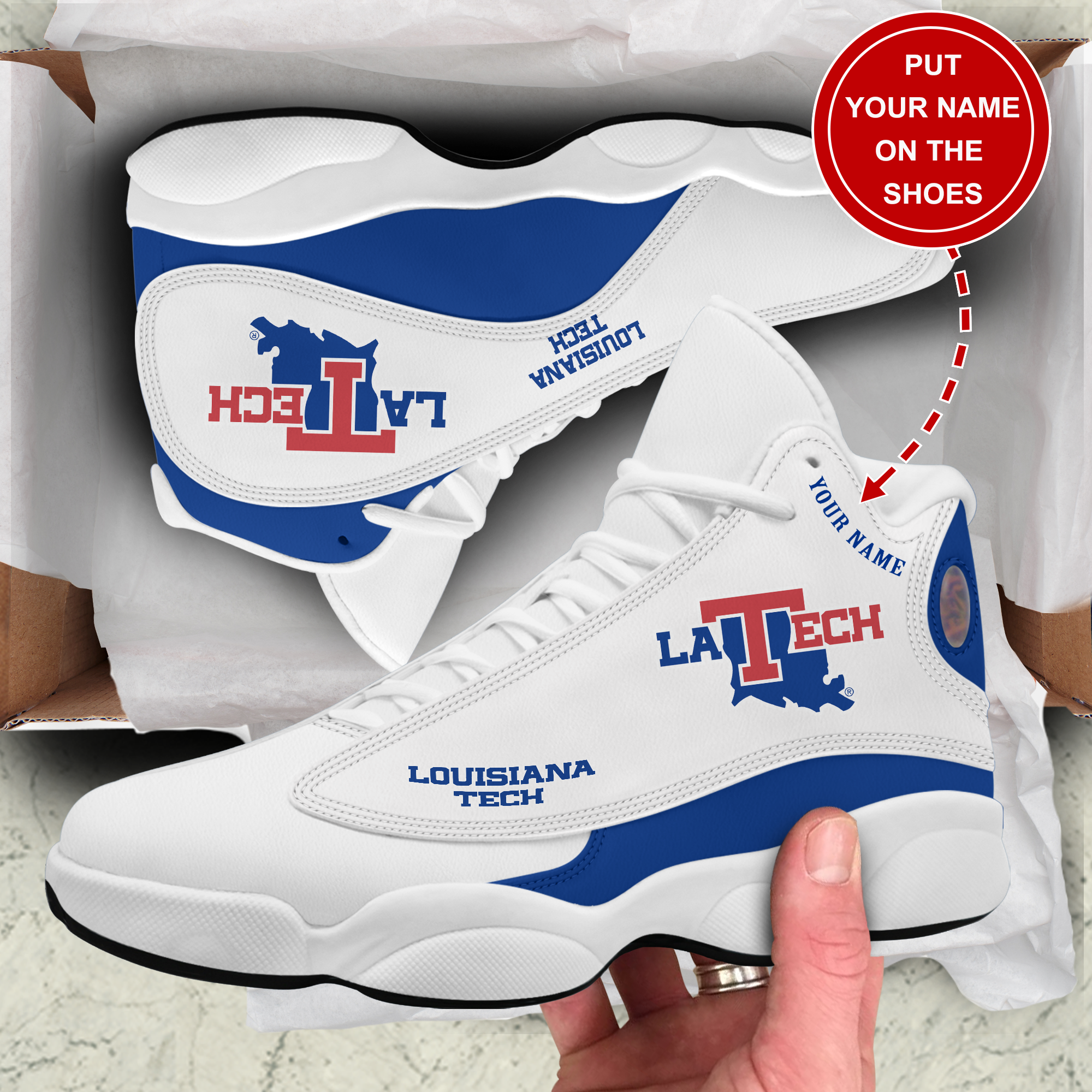 JWFancy Louisiana Tech Bulldogs AJ13 Sneakers Shoes For Men And Women