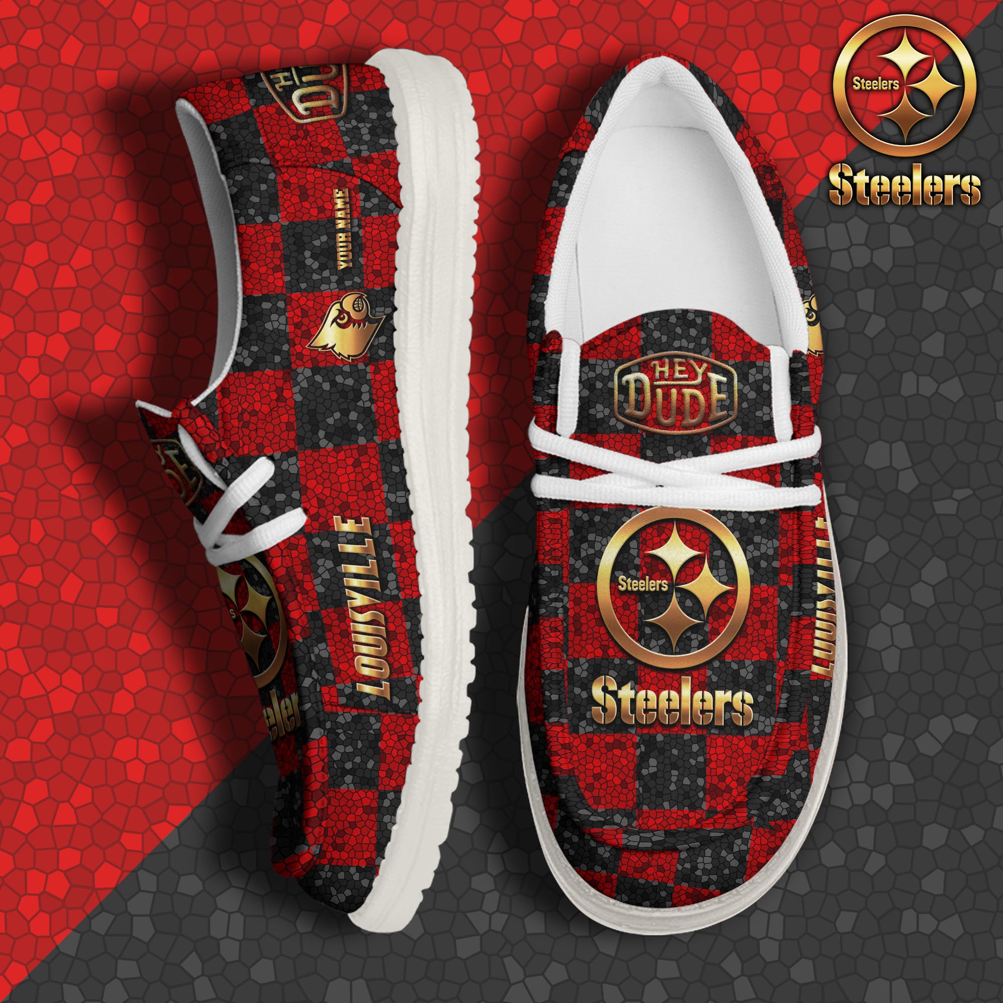 JWFancy Louisville Cardinals Hey Dude Shoes Wally Men's Lace Up Loafers Comfortable For Men And Women