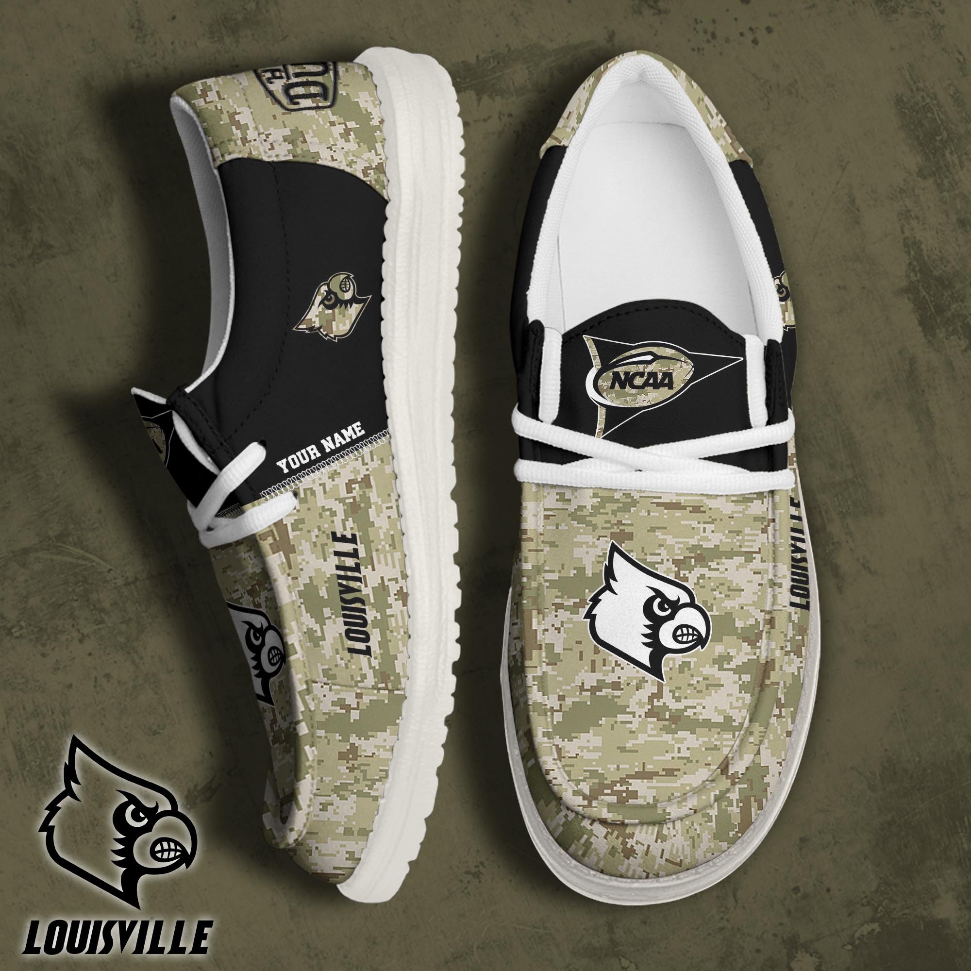 JWFancy Louisville Cardinals Hey Dude Shoes Wally Men's Lace Up Loafers Comfortable For Men And Women