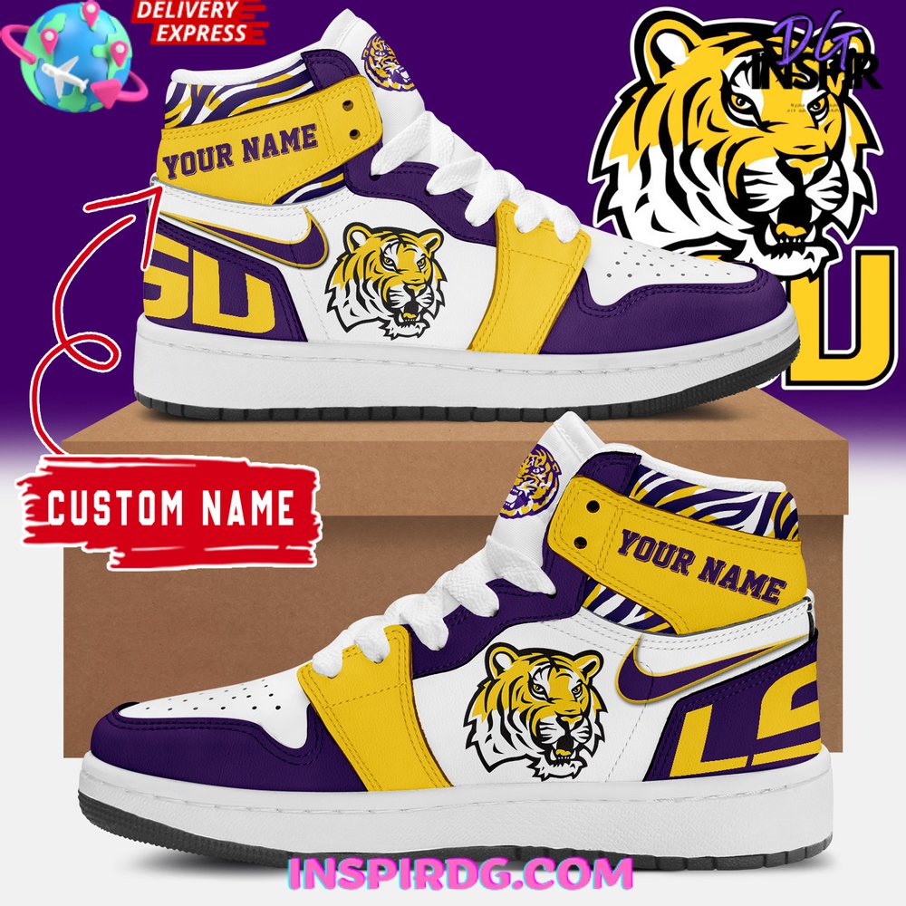 JWFancy LSU Tigers AJ1 High Sneakers Shoes For Men And Women