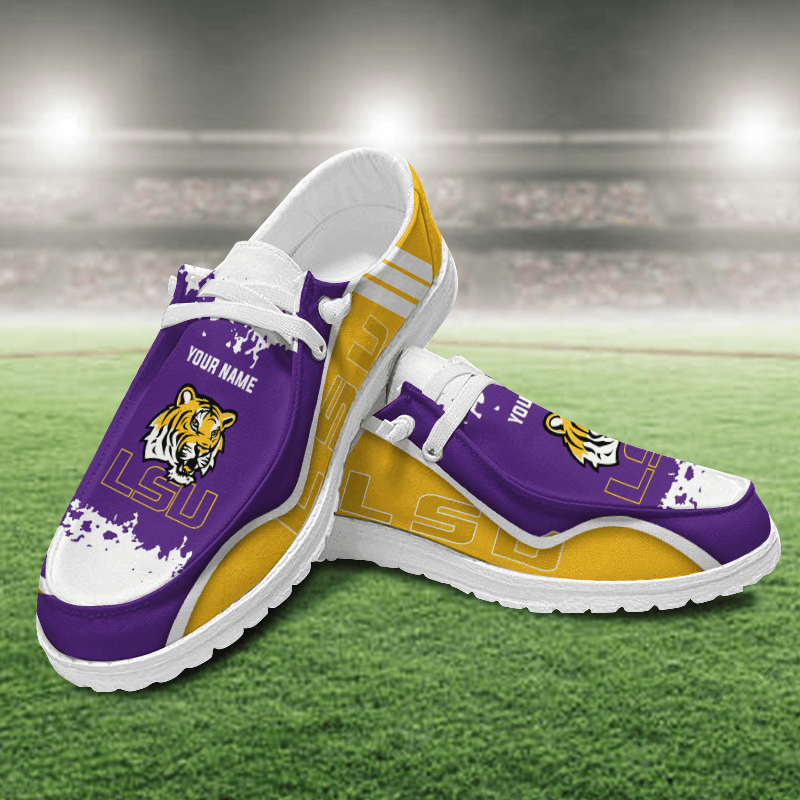 JWFancy LSU Tigers Hey Dude Shoes Wally Men's Lace Up Loafers Comfortable For Men And Women