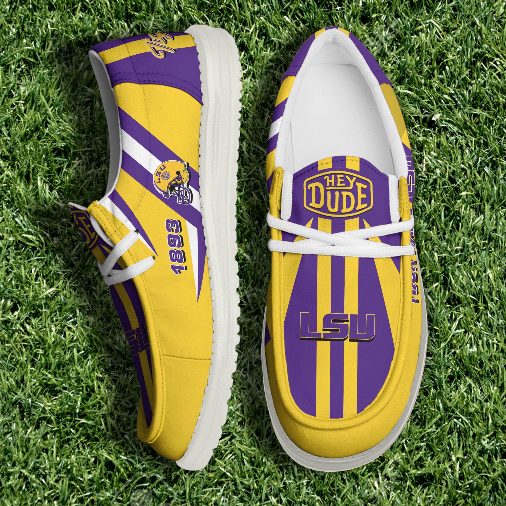 JWFancy LSU TIGERS Hey Dude Shoes Wally Men's Lace Up Loafers Comfortable For Men And Women