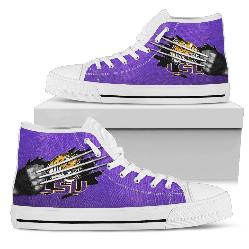 JWFancy LSU Tigers High Top Canvas Sneakers Shoes For Men And Women
