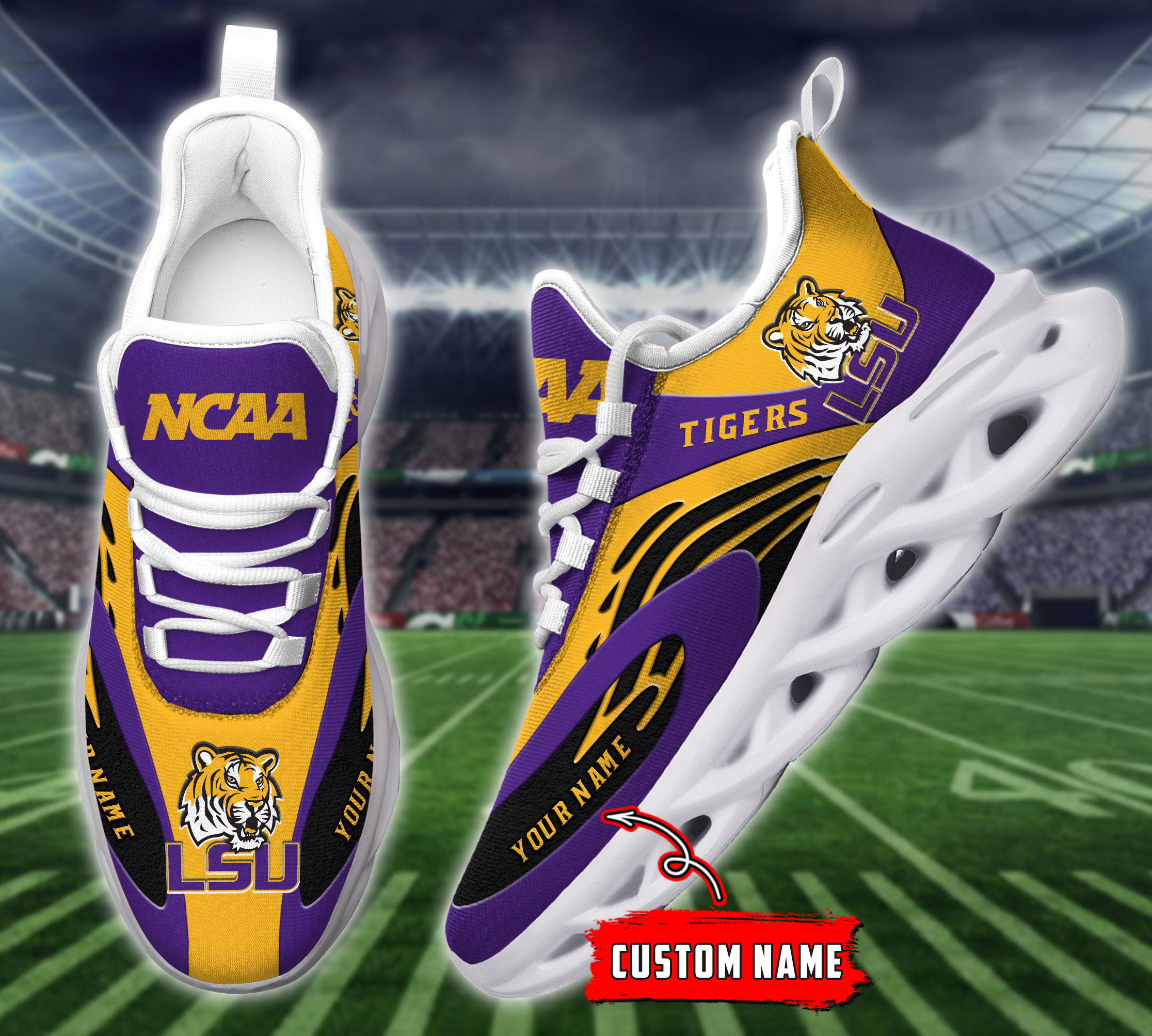 JWFancy LSU Tigers NCAA Max Soul Shoes Sneakers For Men And Women