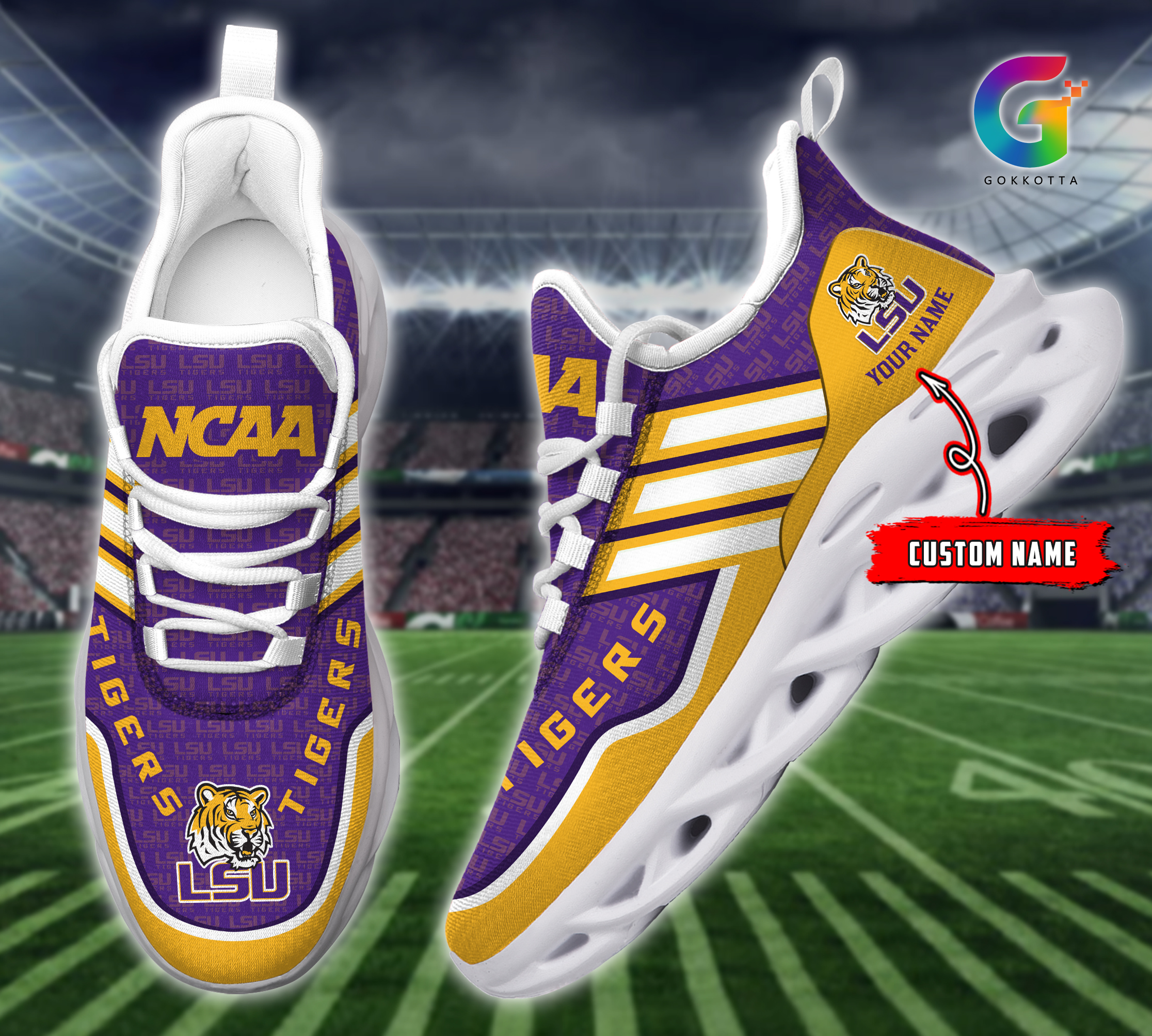 JWFancy LSU Tigers NCAA Max Soul Shoes Sneakers For Men And Women