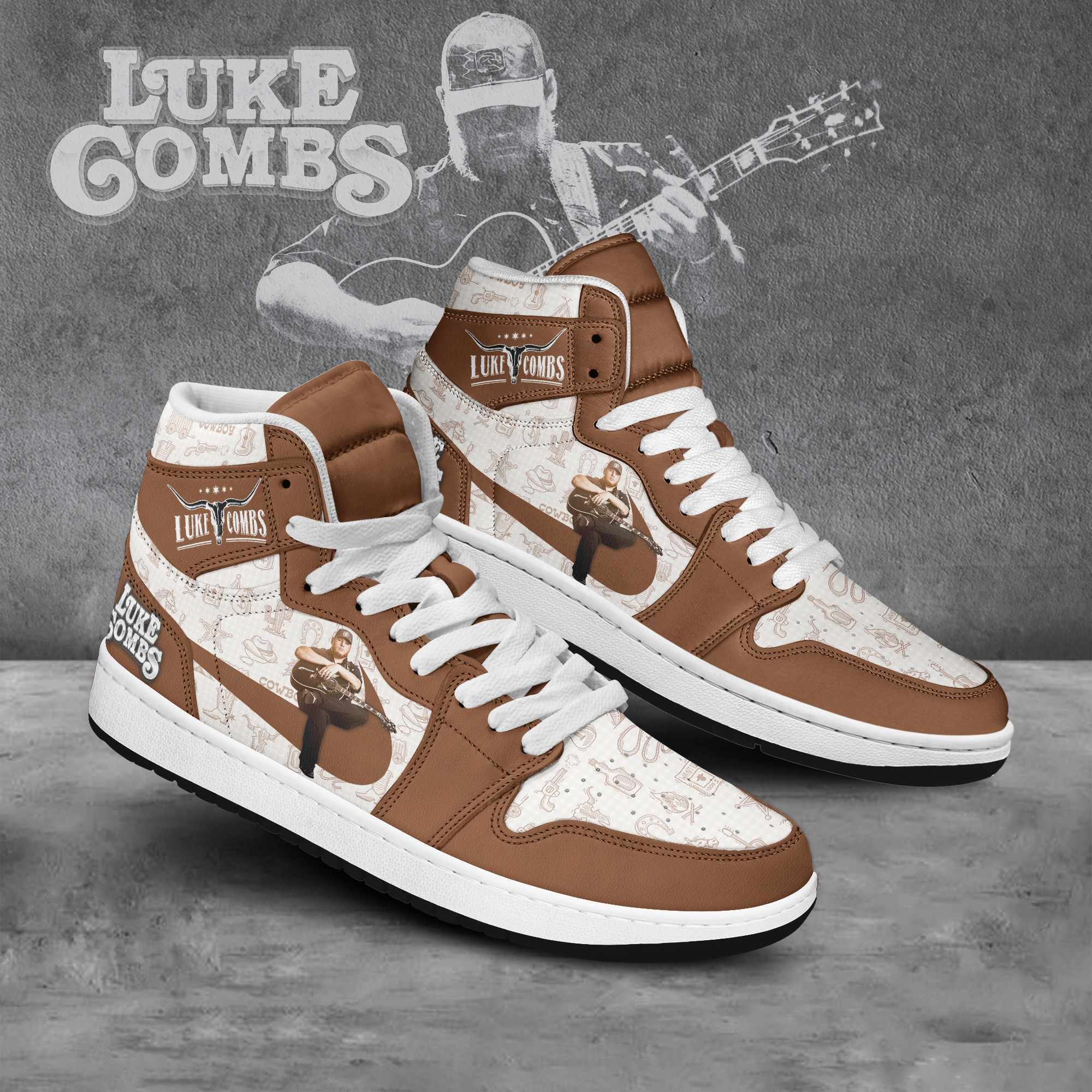 JWFancy Luke Combs AJ1 High Sneakers Shoes For Men And Women