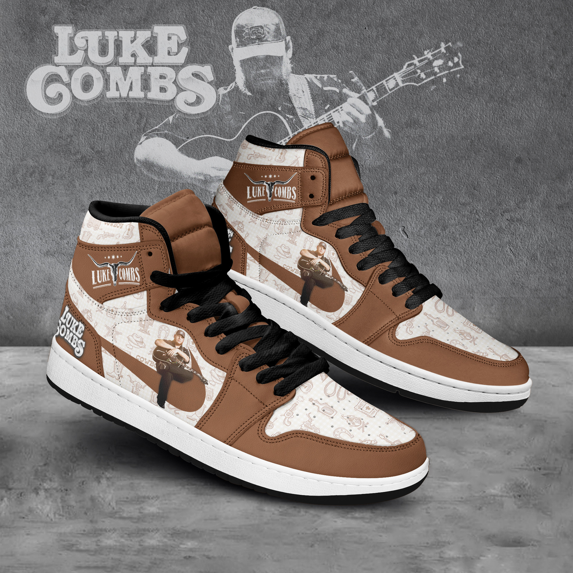 JWFancy Luke Combs AJ1 High Sneakers Shoes For Men And Women