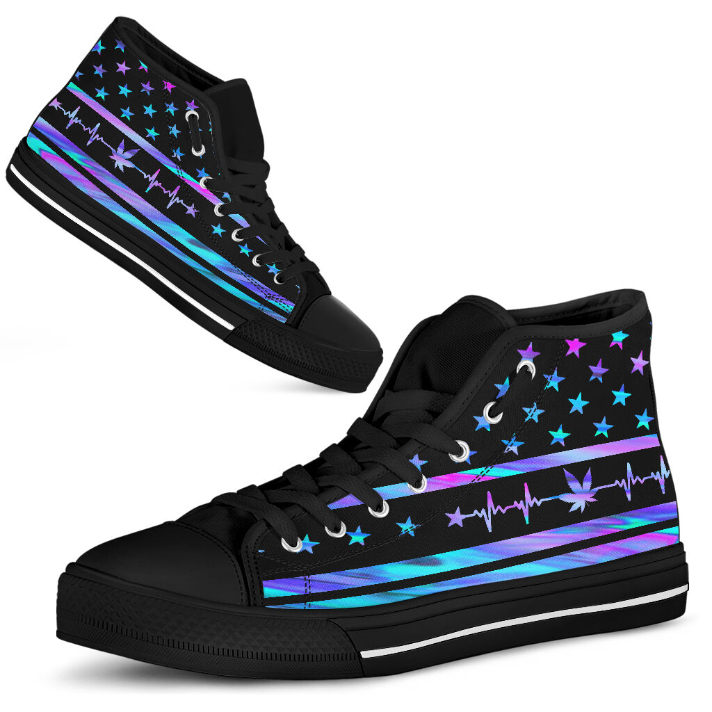 JWFancy Magic Line - Weed High Top Canvas Sneakers Shoes For Men And Women