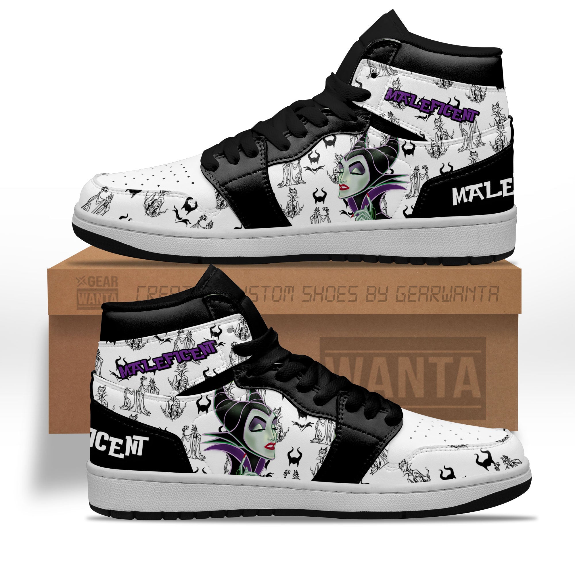 JWFancy Maleficent AJ1 High Sneakers Shoes For Men And Women