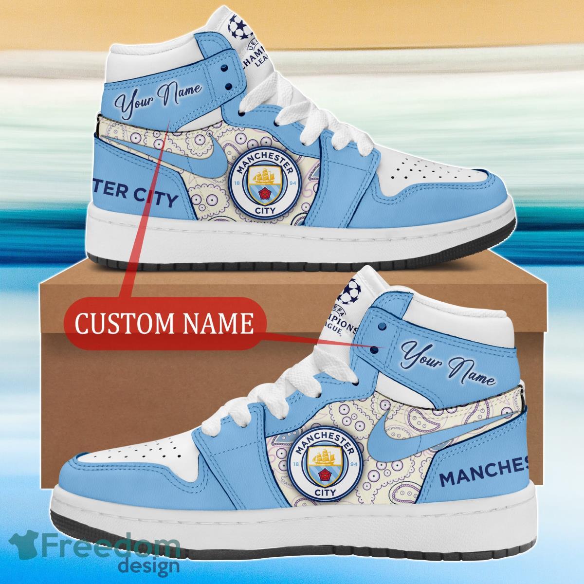 JWFancy Manchester City AJ1 High Sneakers Shoes For Men And Women