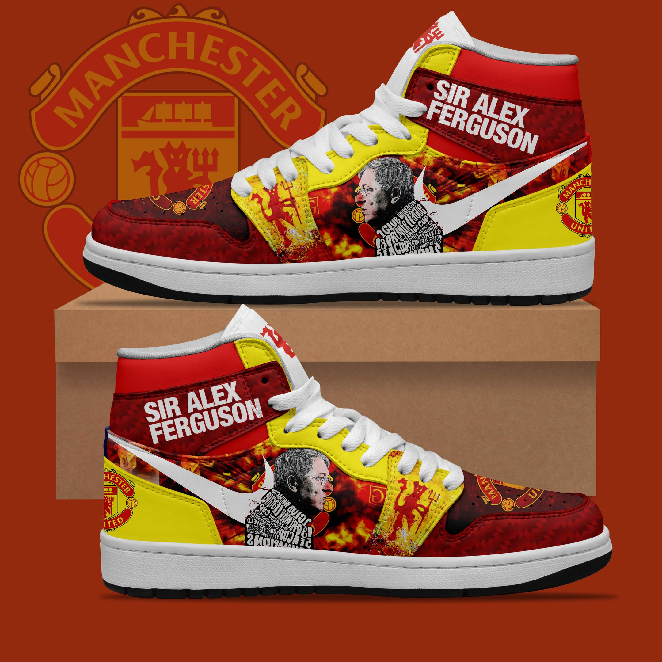 JWFancy Manchester United AJ1 High Sneakers Shoes For Men And Women