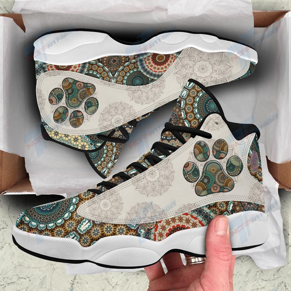 JWFancy Mandala Pattern Dog AJ13 Sneakers Shoes For Men And Women