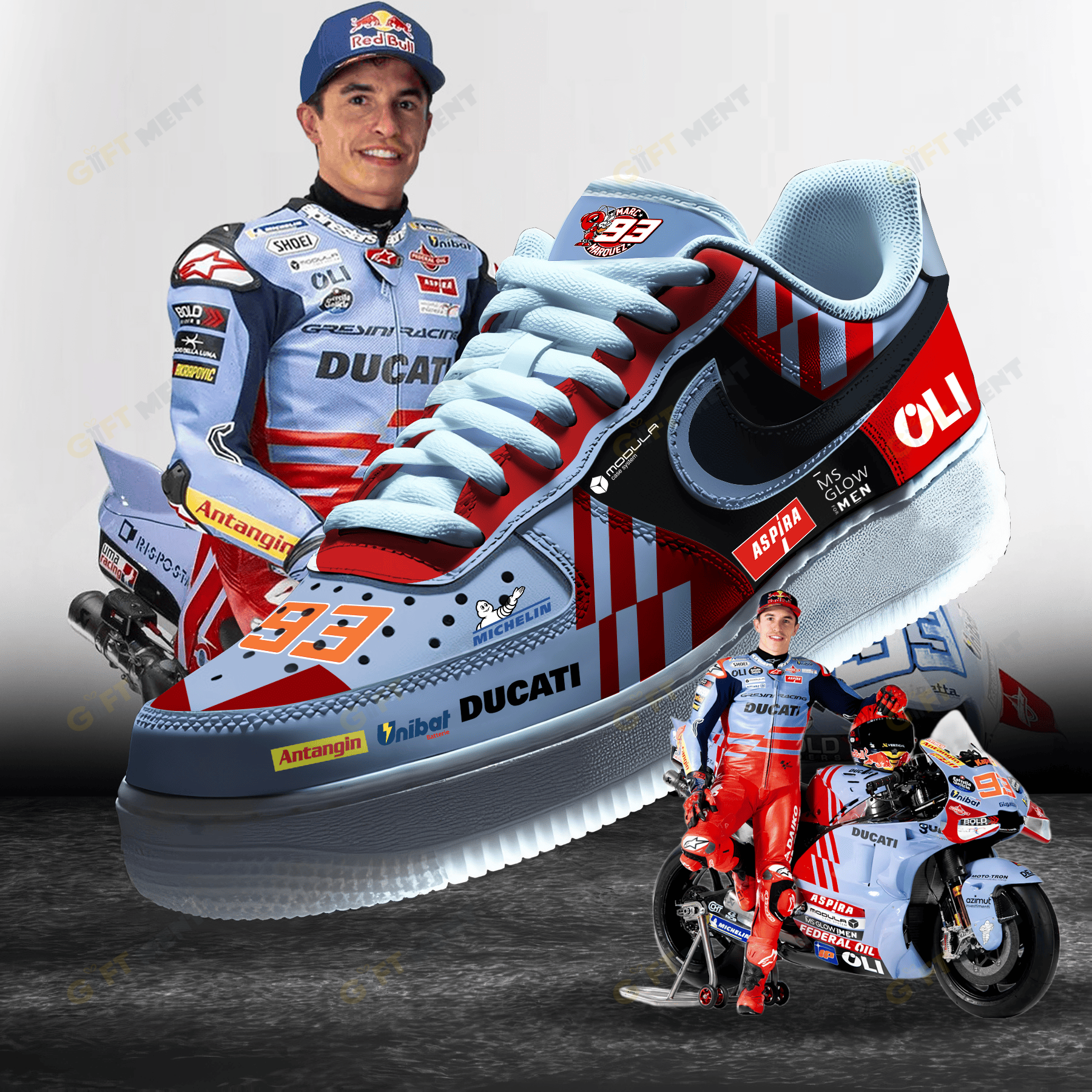 JWFancy Marc Márquez Gresini Racing Air Low-Top Sneakers Shoes For Men And Women