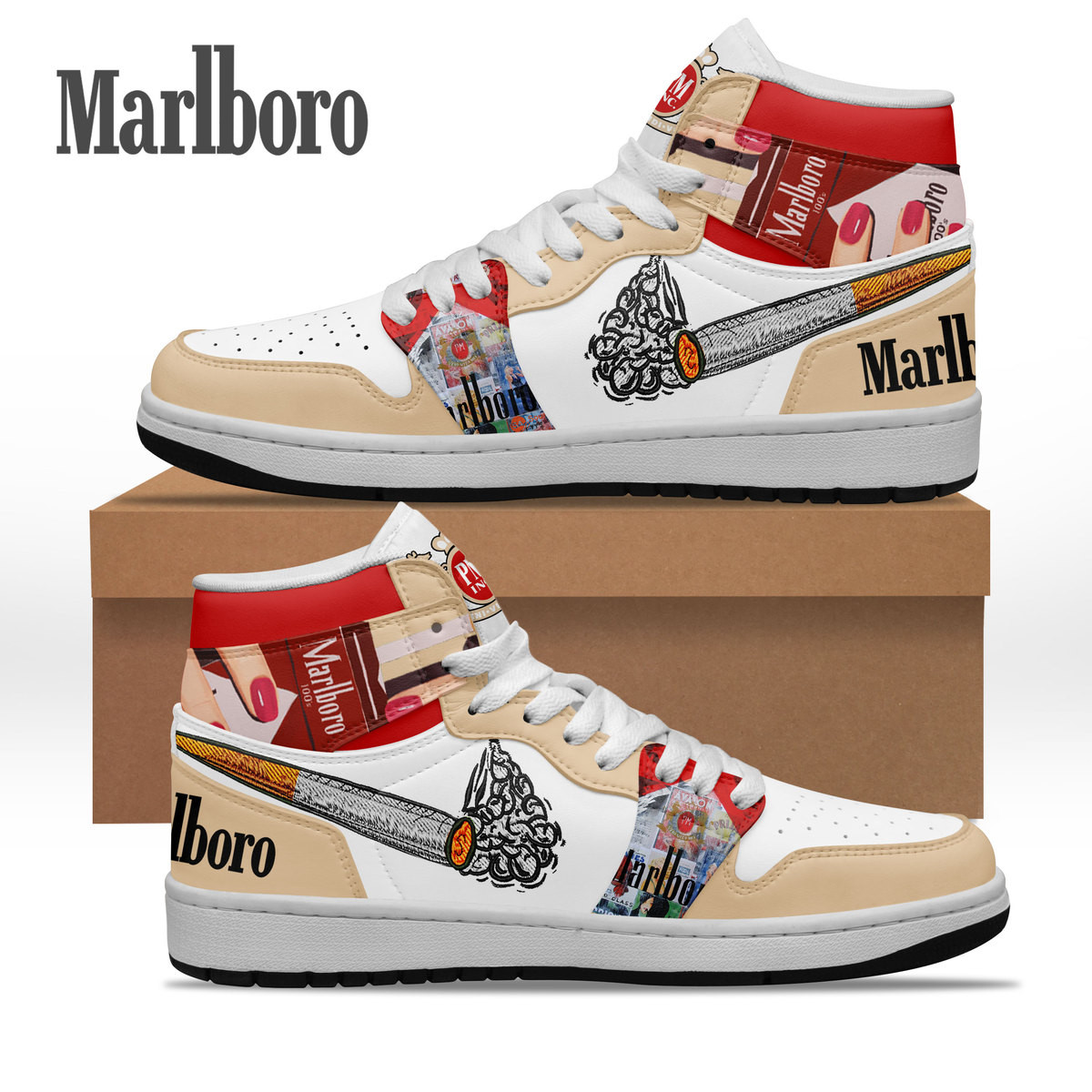 JWFancy Marlboro AJ1 High Sneakers Shoes For Men And Women