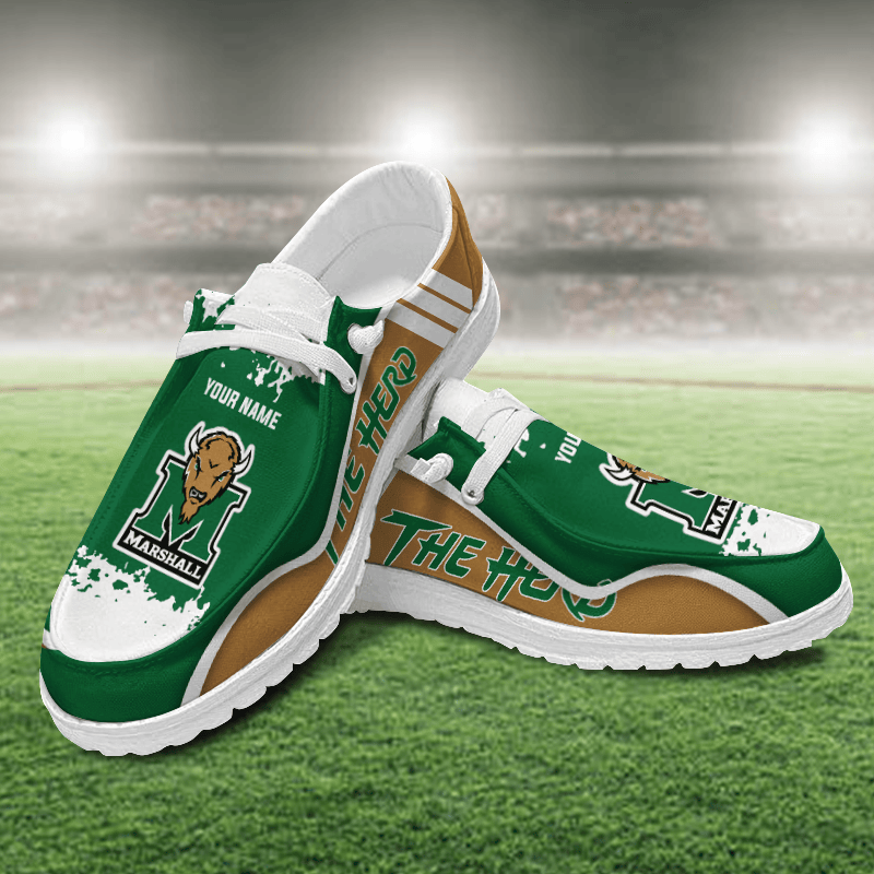 JWFancy Marshall Thundering Herd Hey Dude Shoes Wally Men's Lace Up Loafers Comfortable For Men And Women