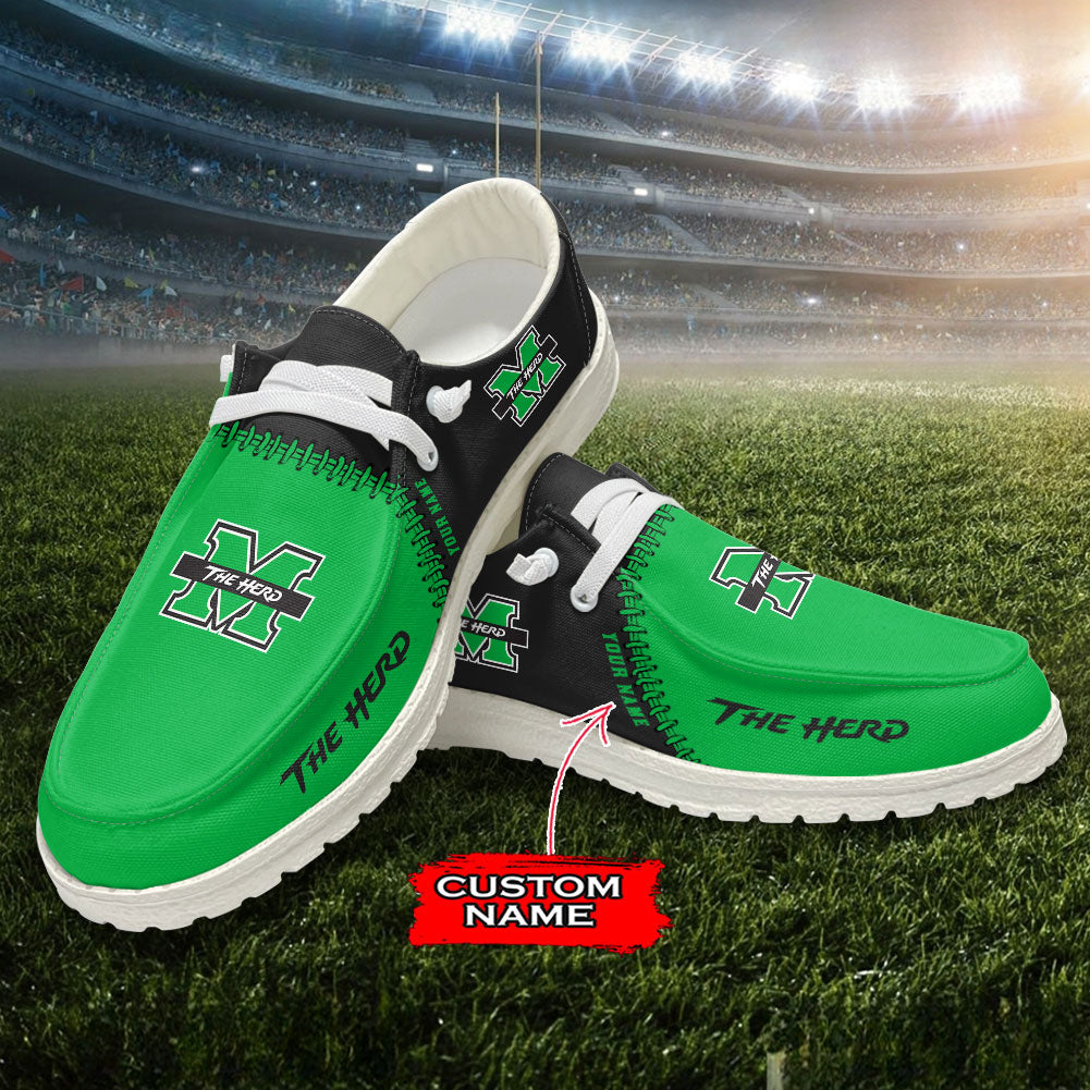 JWFancy Marshall Thundering Herd Hey Dude Shoes Wally Men's Lace Up Loafers Comfortable For Men And Women