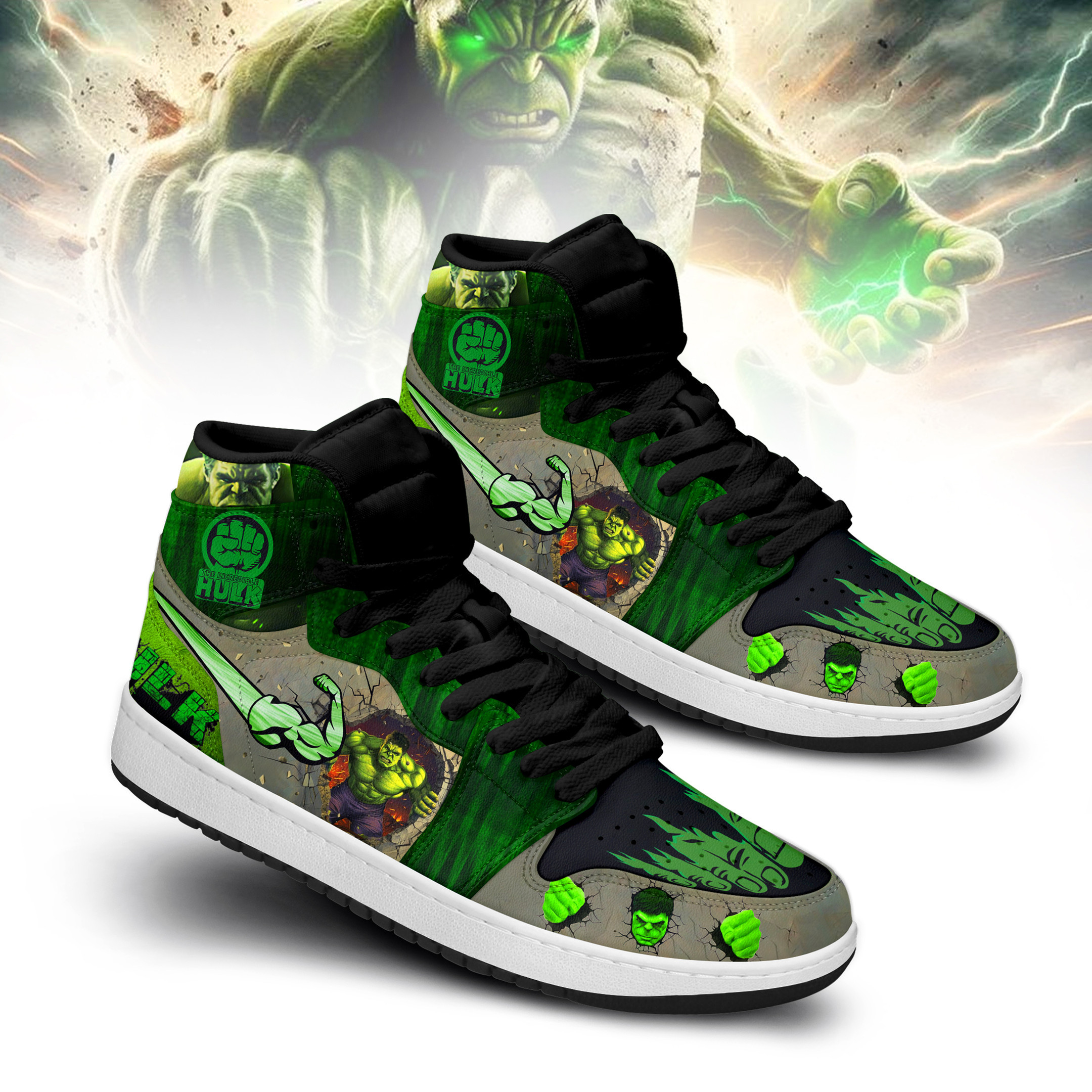 JWFancy Marvel Hulk AJ1 High Sneakers Shoes For Men And Women