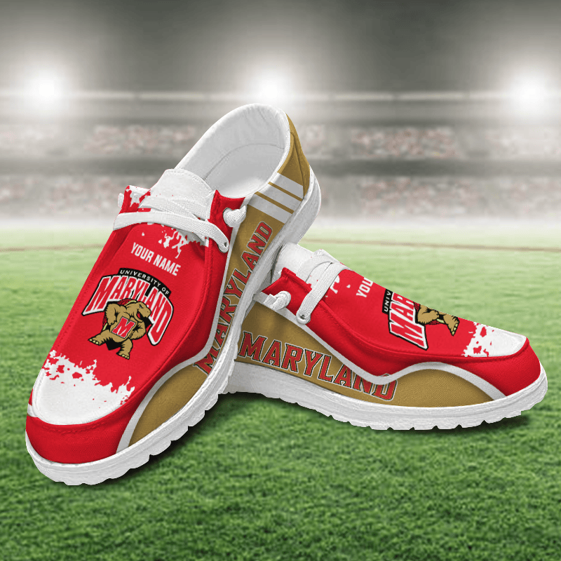 JWFancy Maryland Terrapins Hey Dude Shoes Wally Men's Lace Up Loafers Comfortable For Men And Women