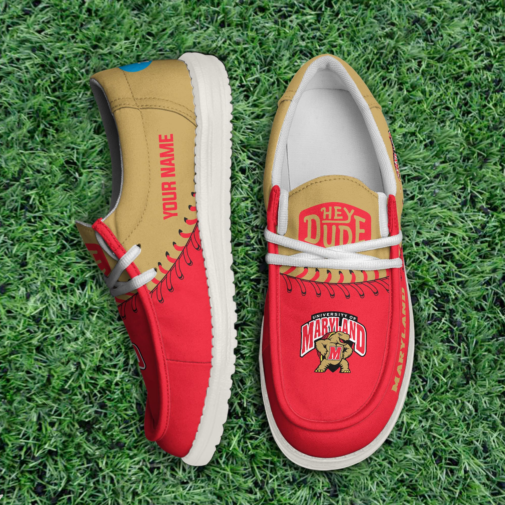 JWFancy Maryland Terrapins Hey Dude Shoes Wally Men's Lace Up Loafers Comfortable For Men And Women