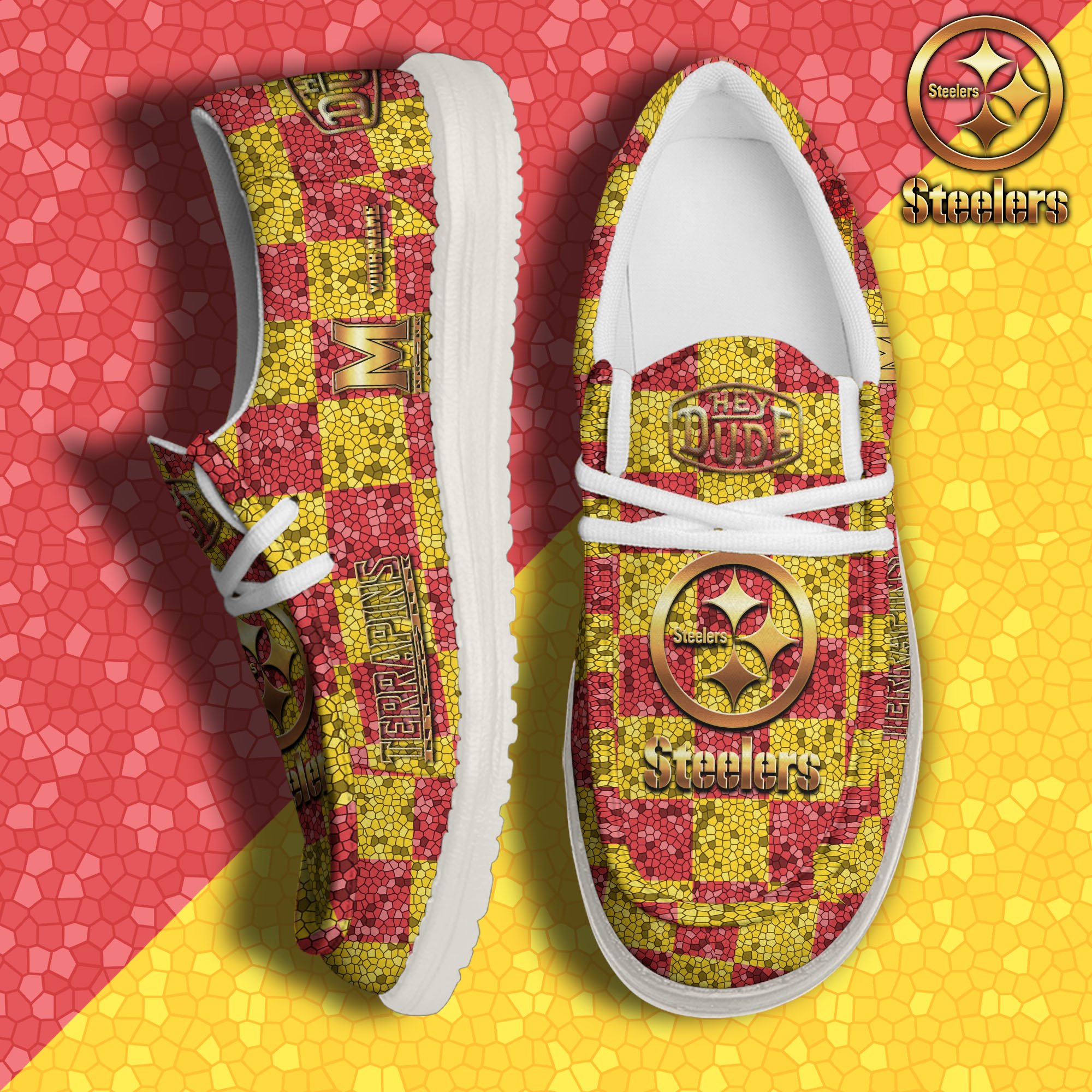 JWFancy Maryland Terrapins Hey Dude Shoes Wally Men's Lace Up Loafers Comfortable For Men And Women