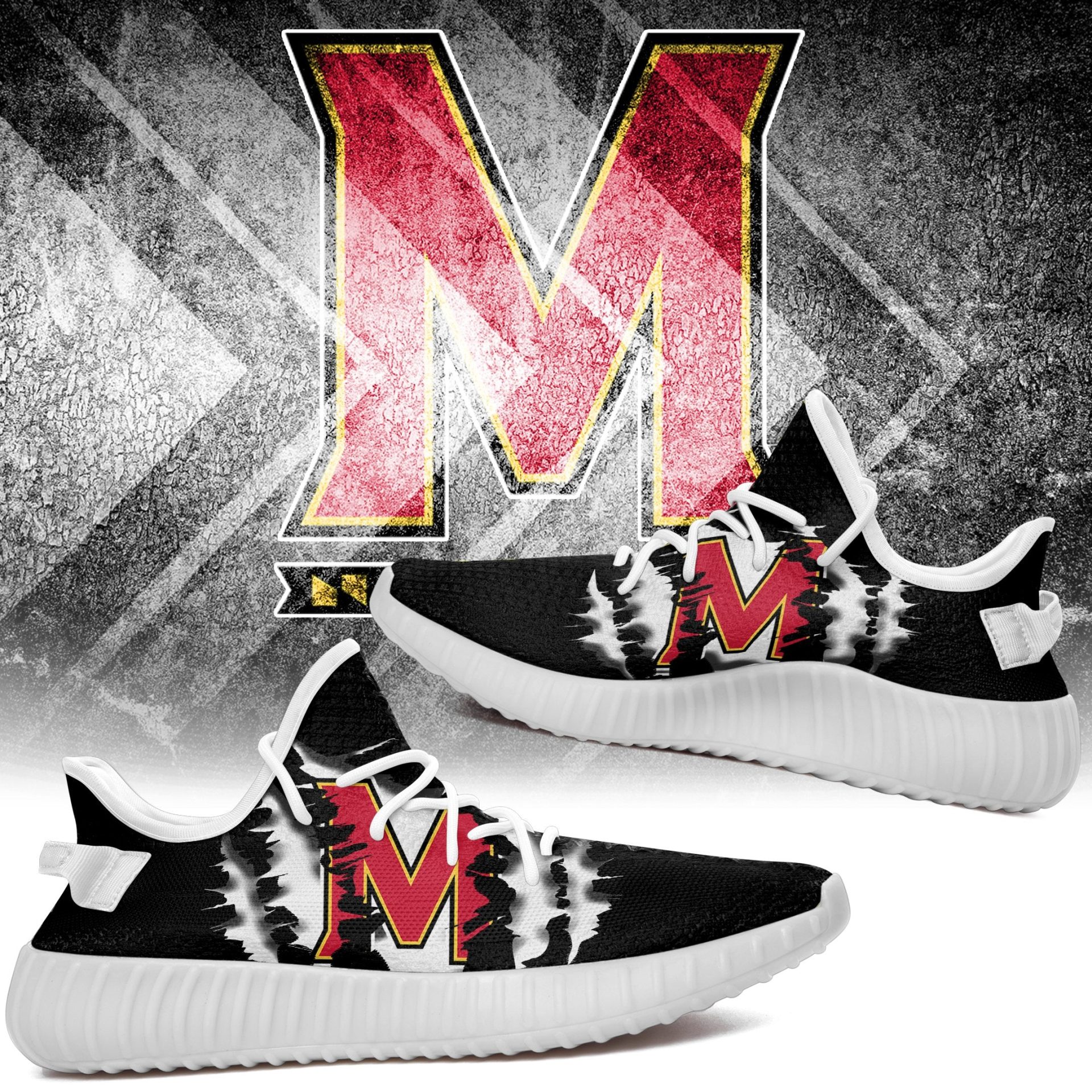 JWFancy Maryland Terrapins Yeezy Boost Shoes For Men And Women