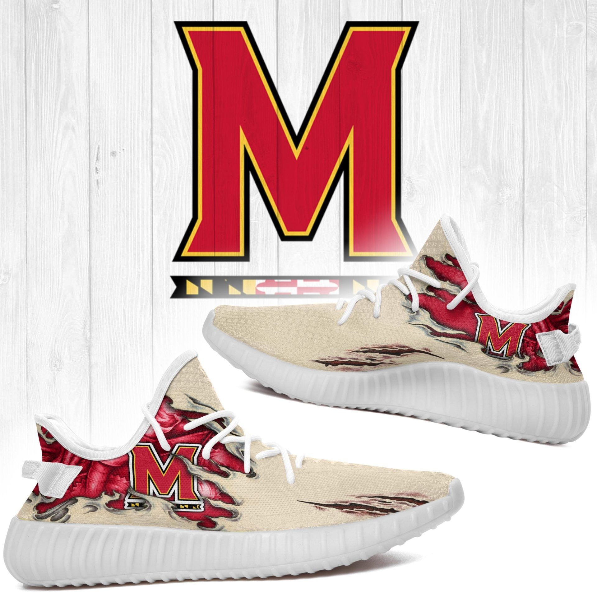 JWFancy Maryland Terrapins Yeezy Boost Shoes For Men And Women