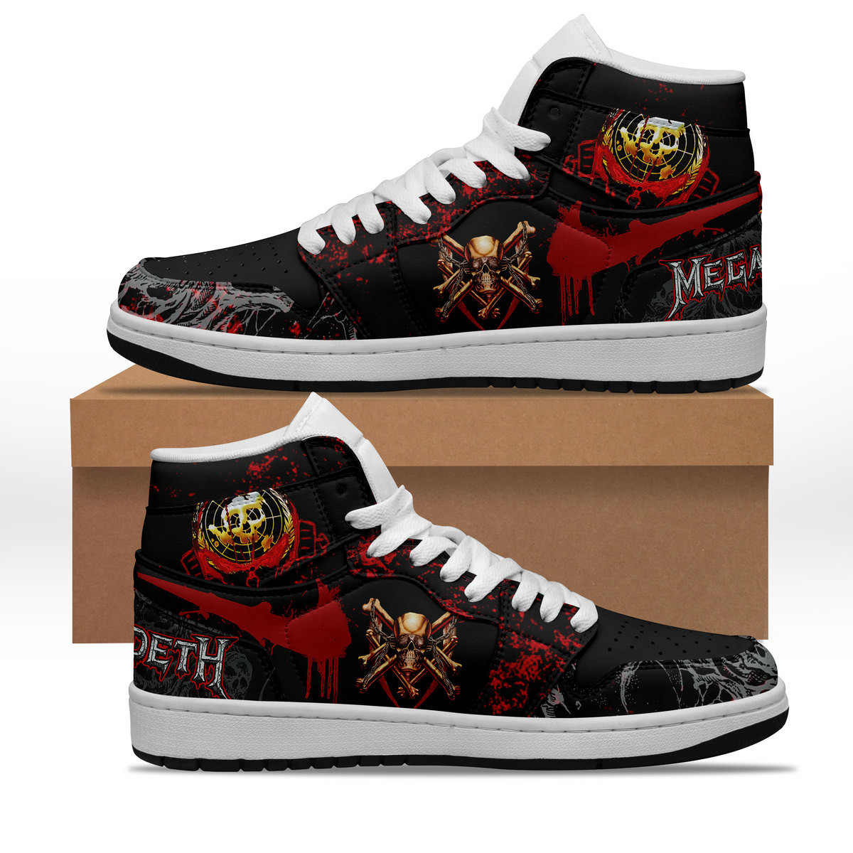 JWFancy Megadeth AJ1 High Sneakers Shoes For Men And Women