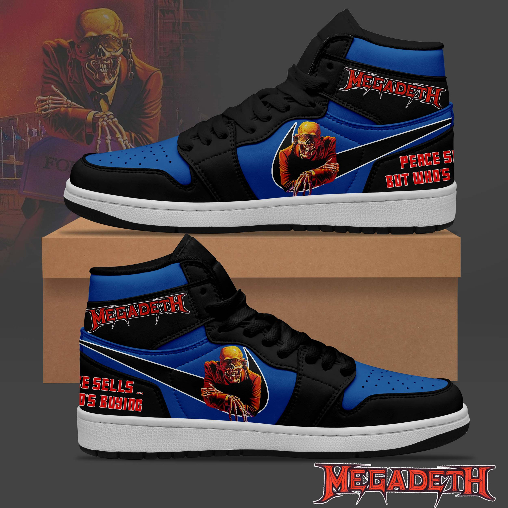 JWFancy Megadeth AJ1 High Sneakers Shoes For Men And Women