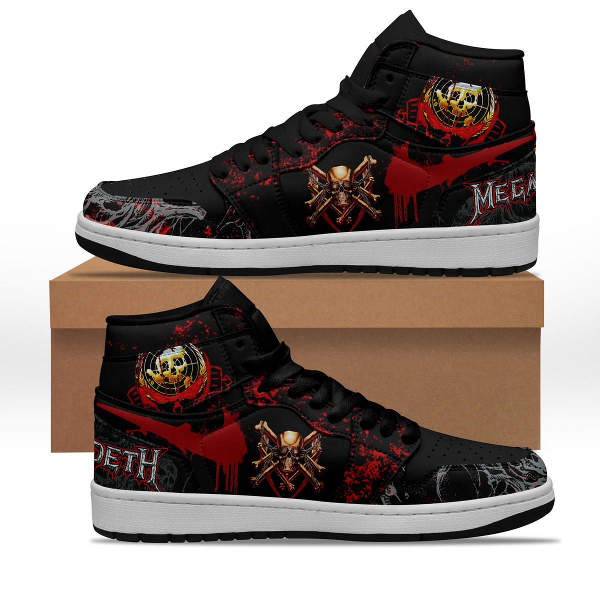 JWFancy Megadeth AJ1 High Sneakers Shoes For Men And Women