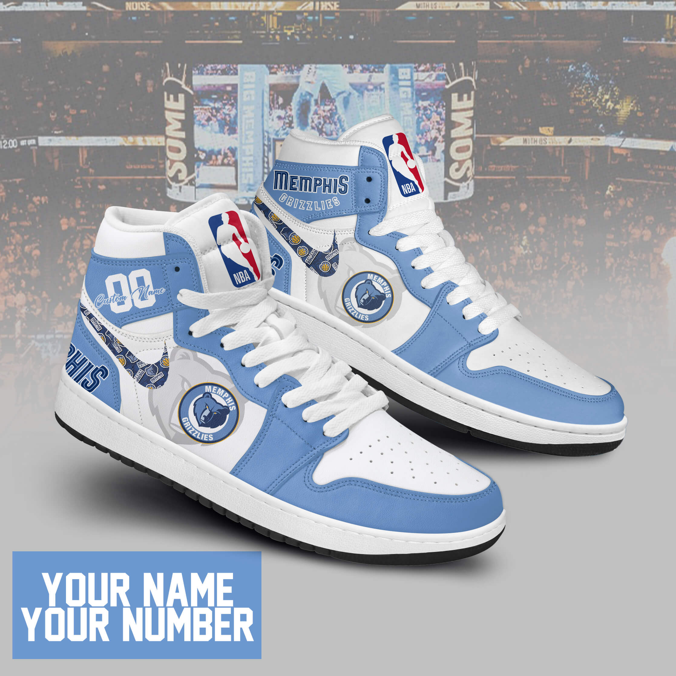 JWFancy Memphis Grizzlies AJ1 High Sneakers Shoes For Men And Women
