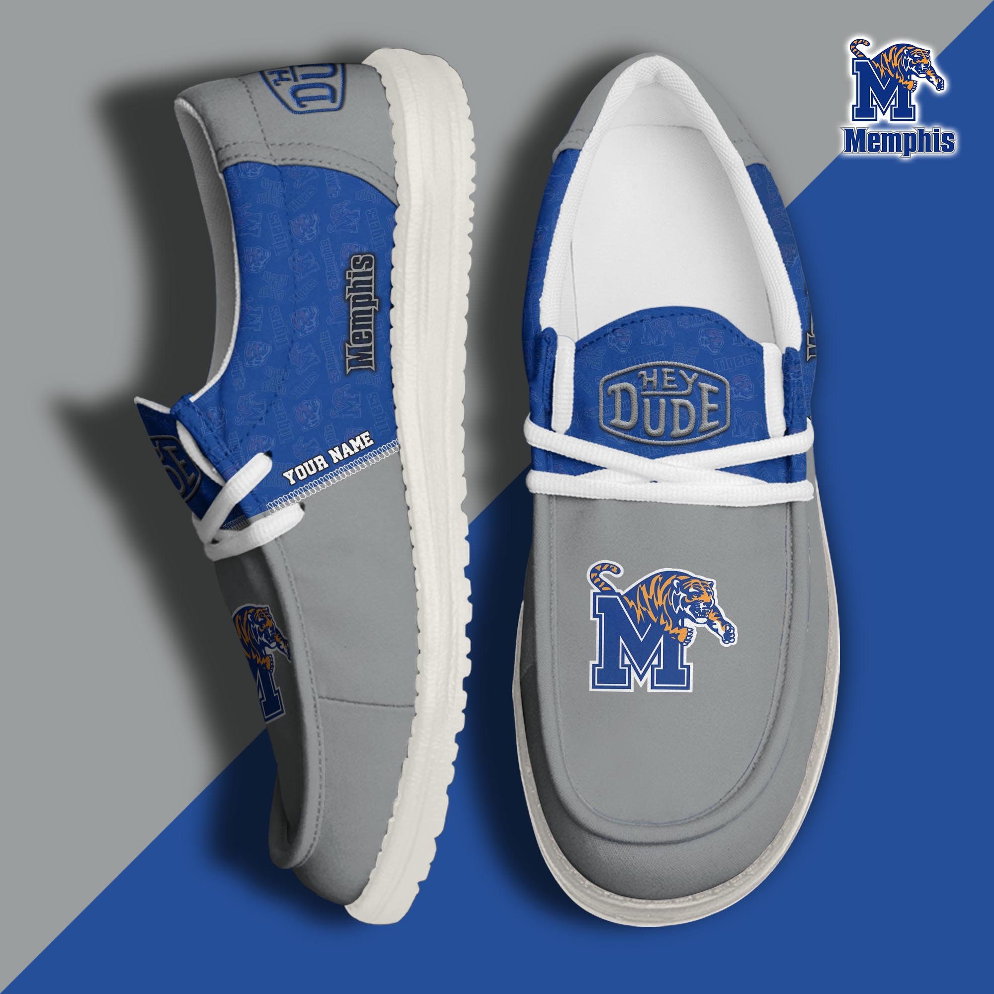 JWFancy Memphis Tigers Hey Dude Shoes Wally Men's Lace Up Loafers Comfortable For Men And Women