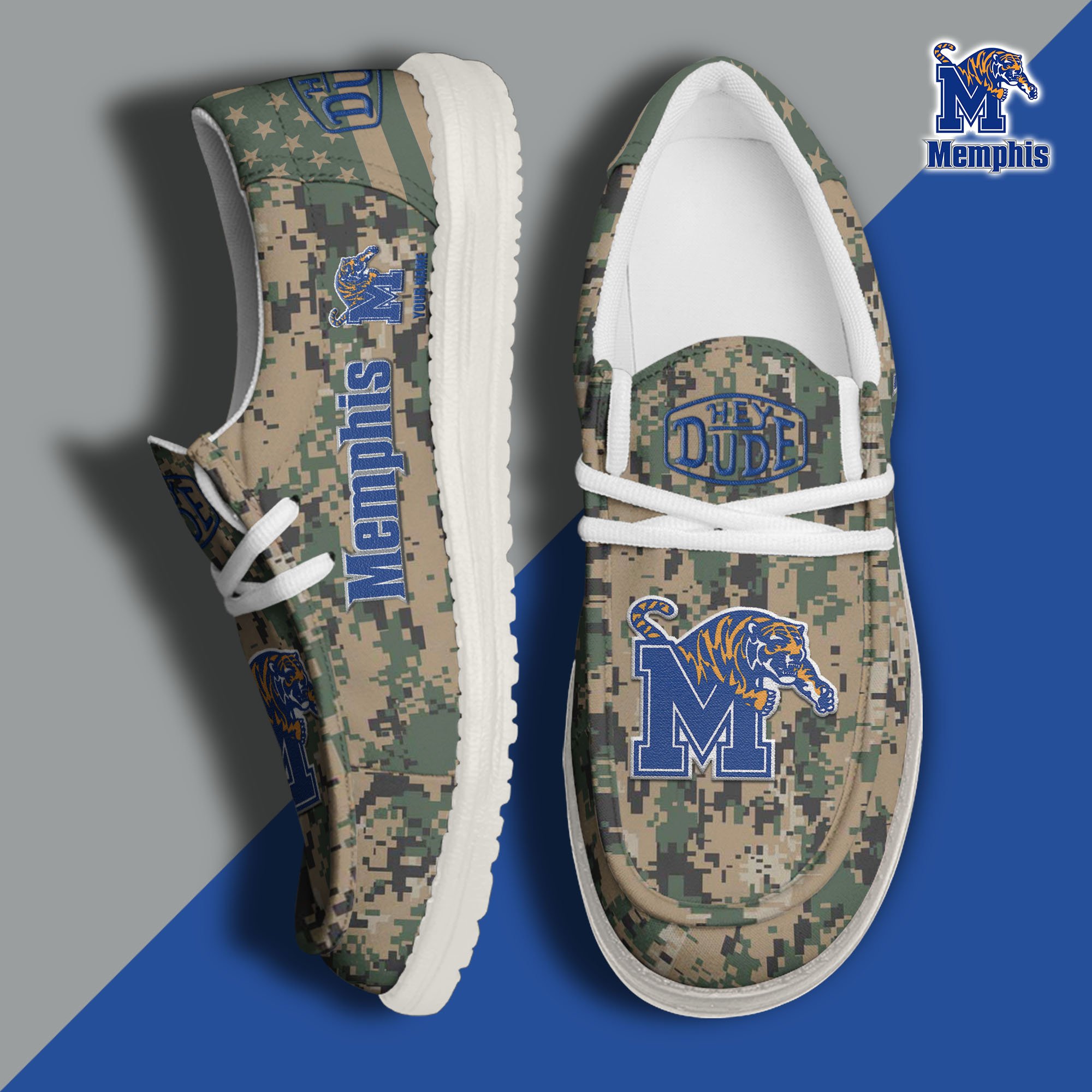 JWFancy Memphis Tigers Hey Dude Shoes Wally Men's Lace Up Loafers Comfortable For Men And Women