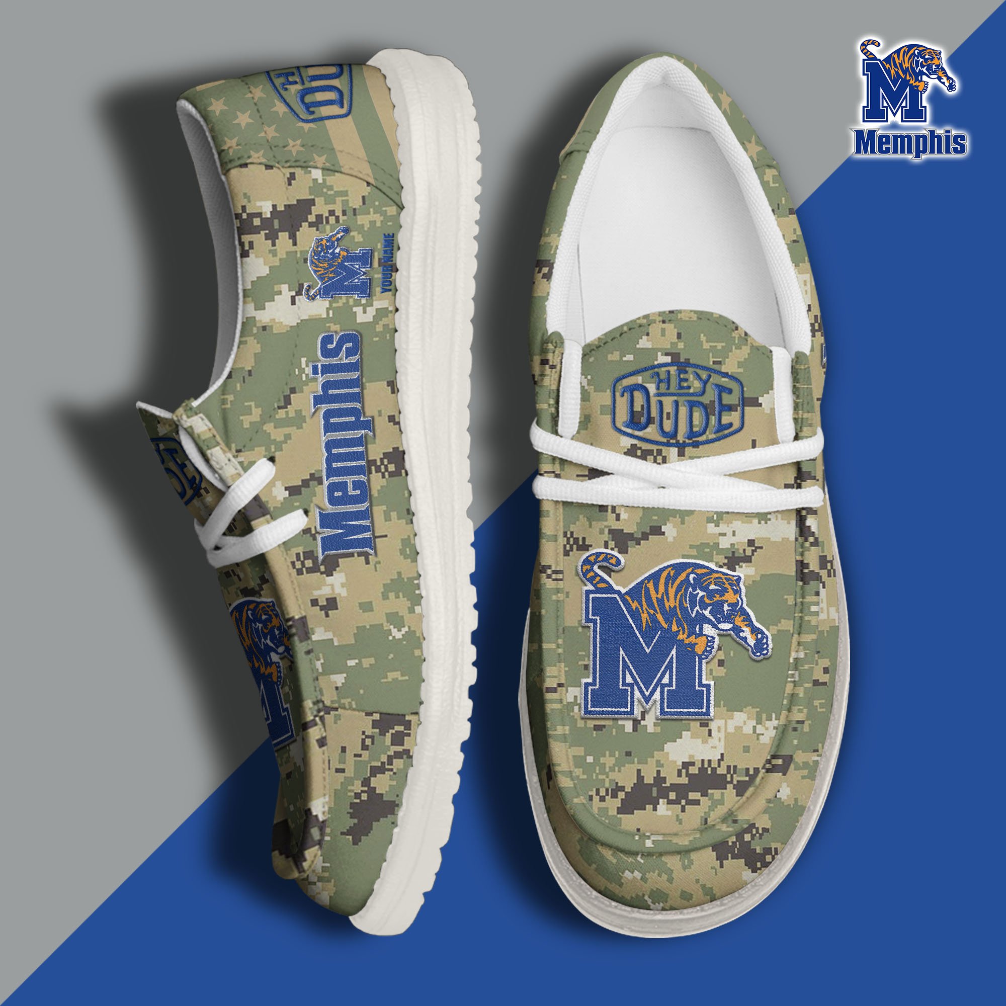 JWFancy Memphis Tigers Hey Dude Shoes Wally Men's Lace Up Loafers Comfortable For Men And Women
