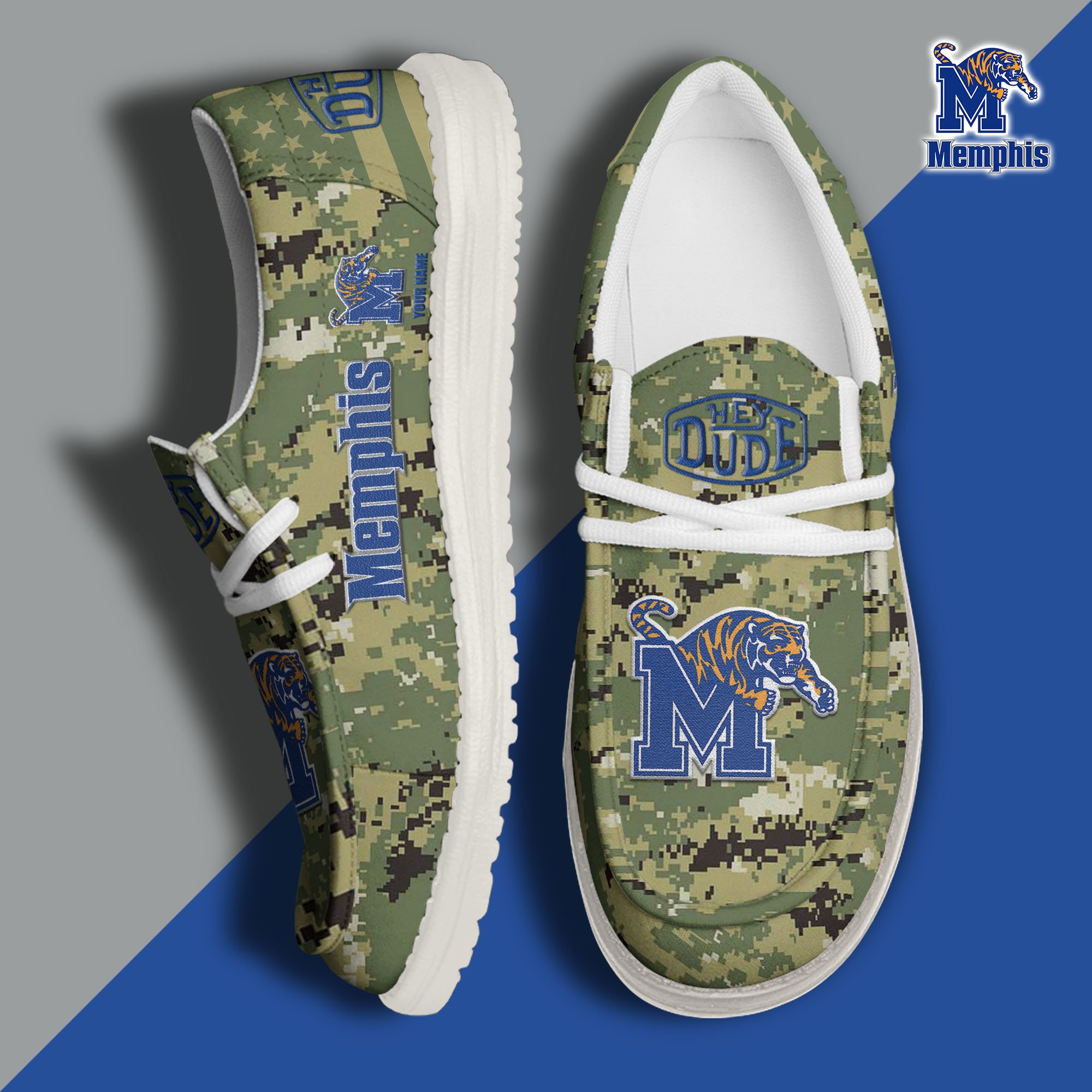 JWFancy Memphis Tigers Hey Dude Shoes Wally Men's Lace Up Loafers Comfortable For Men And Women