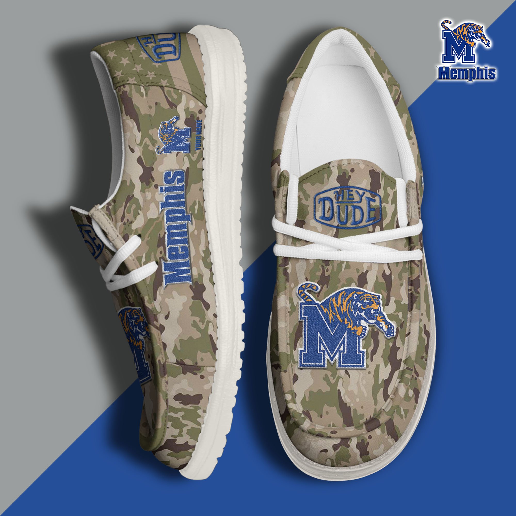 JWFancy Memphis Tigers Hey Dude Shoes Wally Men's Lace Up Loafers Comfortable For Men And Women