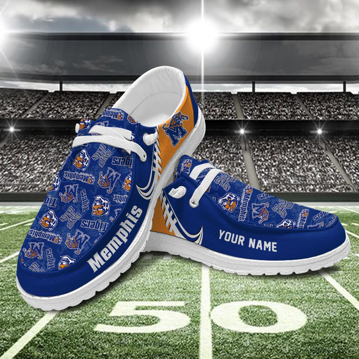 JWFancy Memphis Tigers Hey Dude Shoes Wally Men's Lace Up Loafers Comfortable For Men And Women