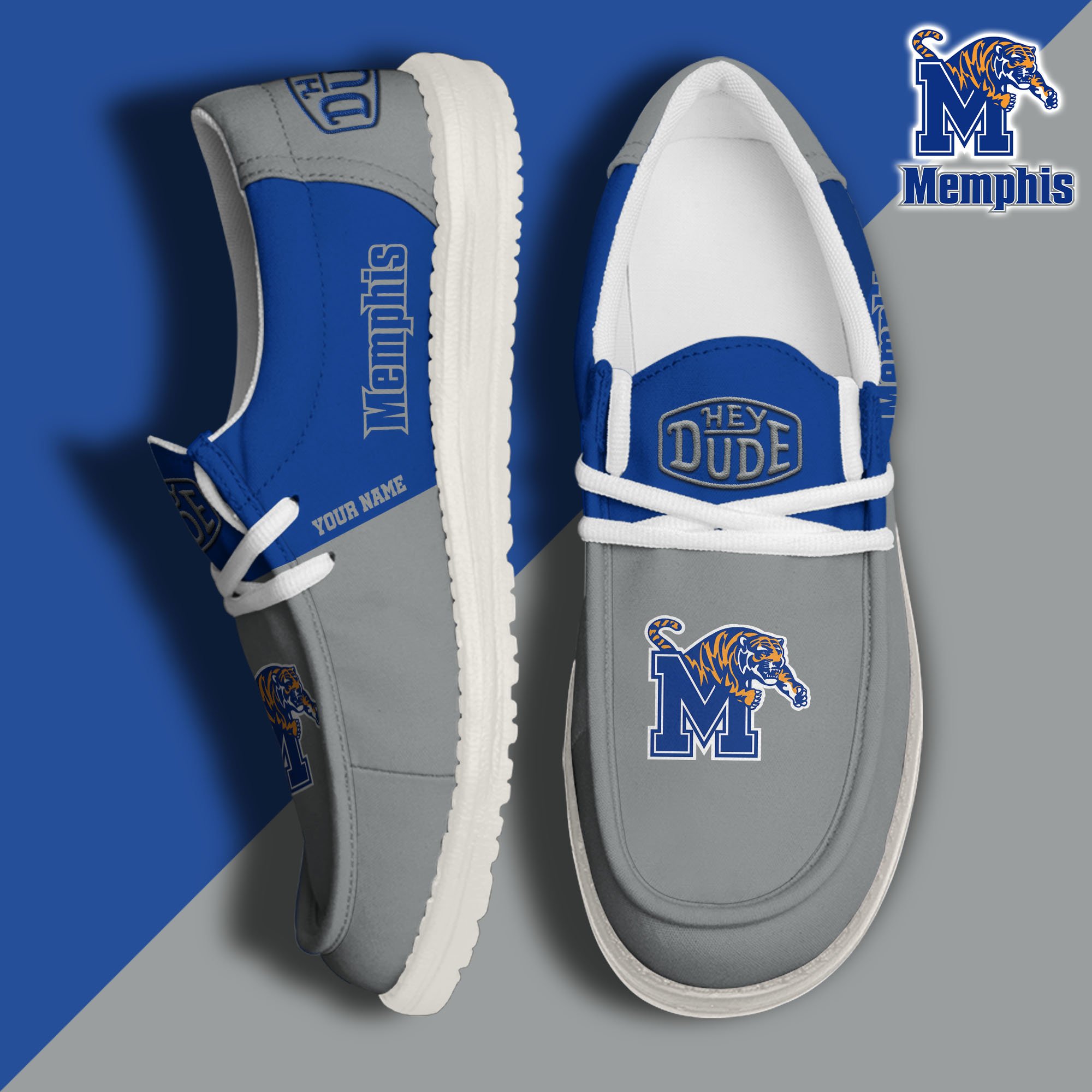 JWFancy Memphis Tigers Hey Dude Shoes Wally Men's Lace Up Loafers Comfortable For Men And Women