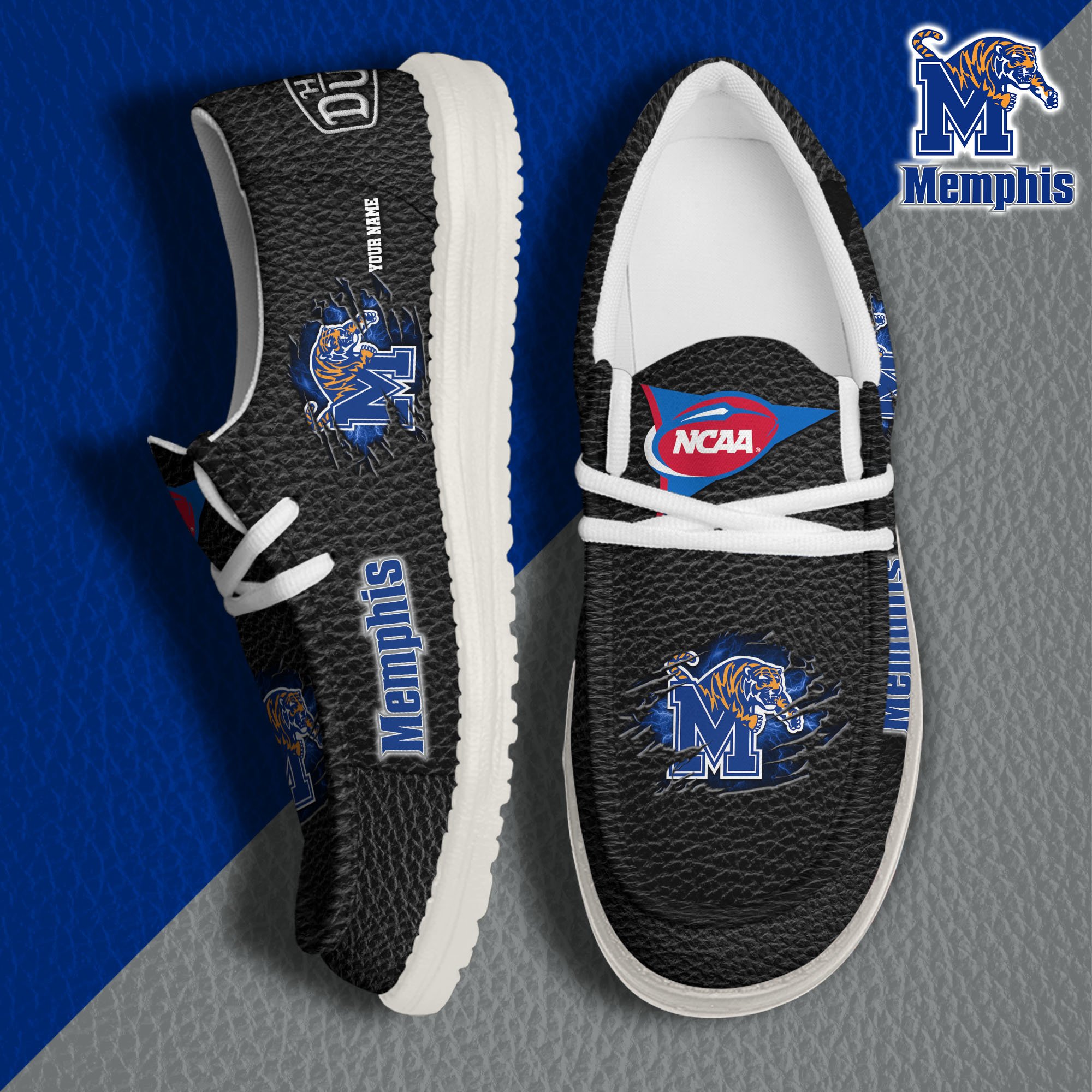 JWFancy Memphis Tigers Hey Dude Shoes Wally Men's Lace Up Loafers Comfortable For Men And Women