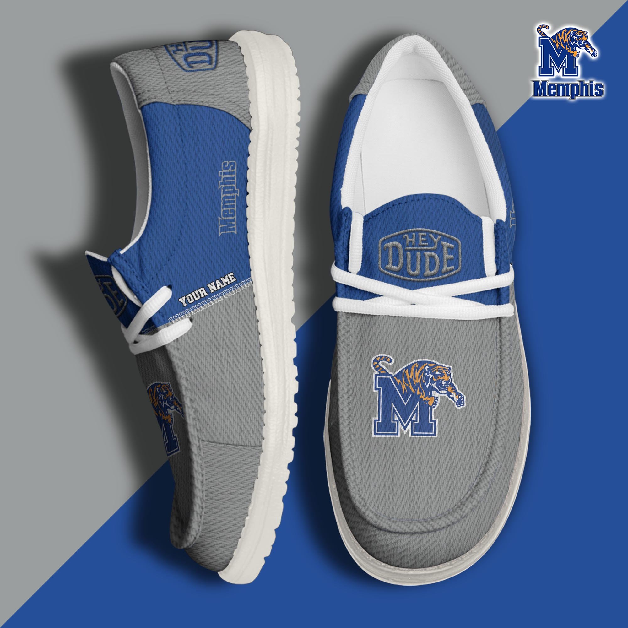 JWFancy Memphis Tigers Hey Dude Shoes Wally Men's Lace Up Loafers Comfortable For Men And Women