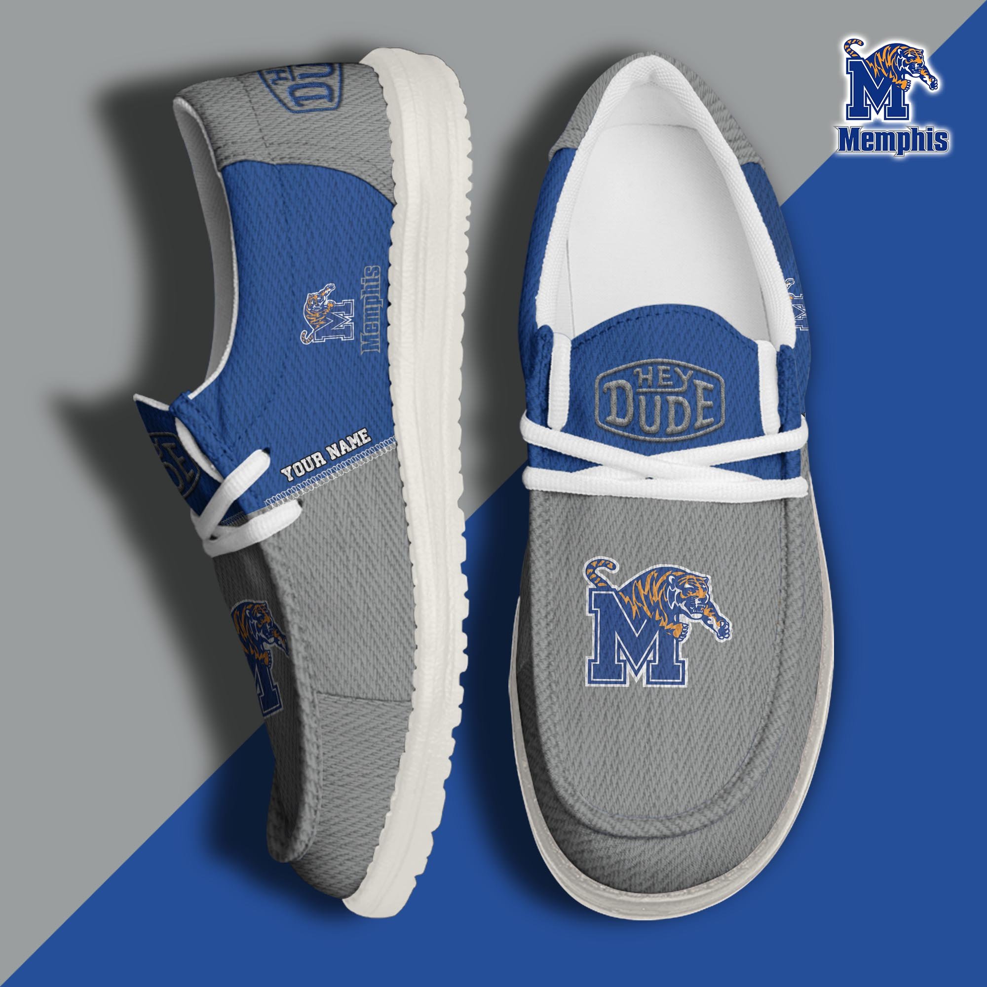 JWFancy Memphis Tigers Hey Dude Shoes Wally Men's Lace Up Loafers Comfortable For Men And Women