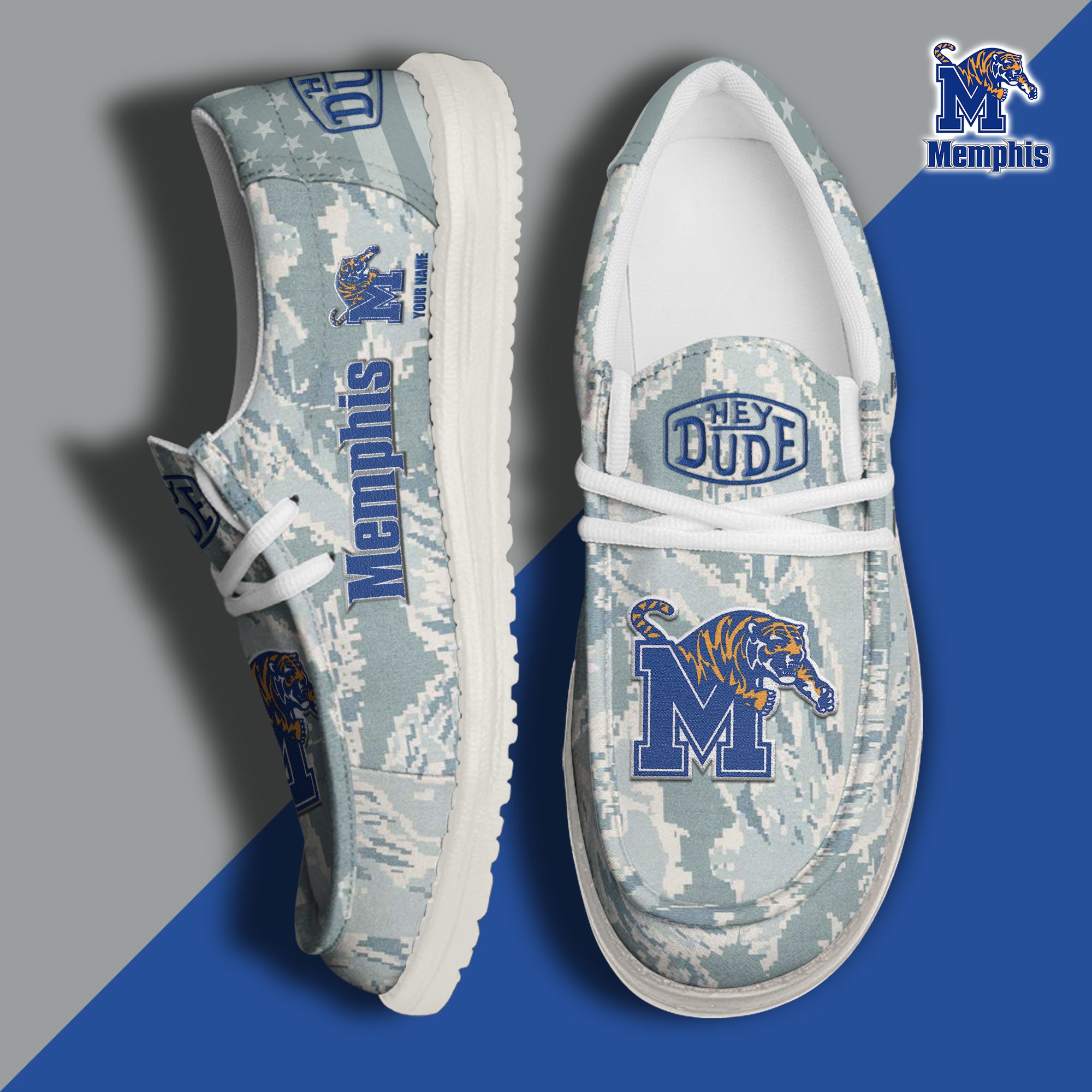 JWFancy Memphis Tigers Hey Dude Shoes Wally Men's Lace Up Loafers Comfortable For Men And Women