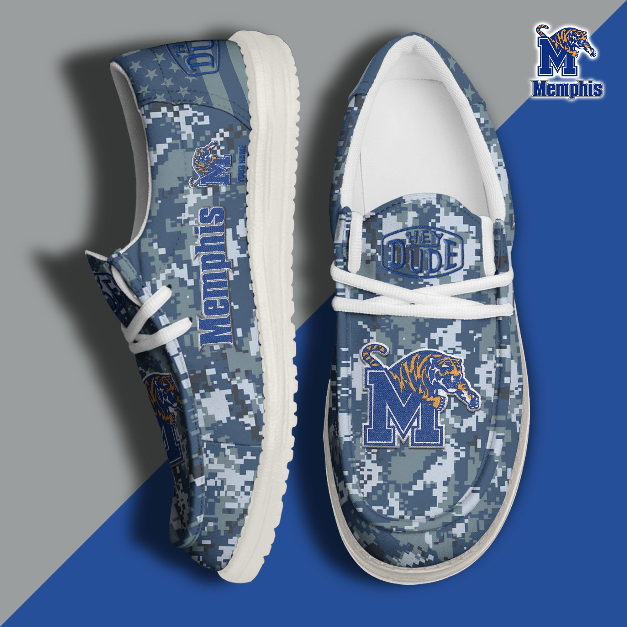 JWFancy Memphis Tigers Hey Dude Shoes Wally Men's Lace Up Loafers Comfortable For Men And Women