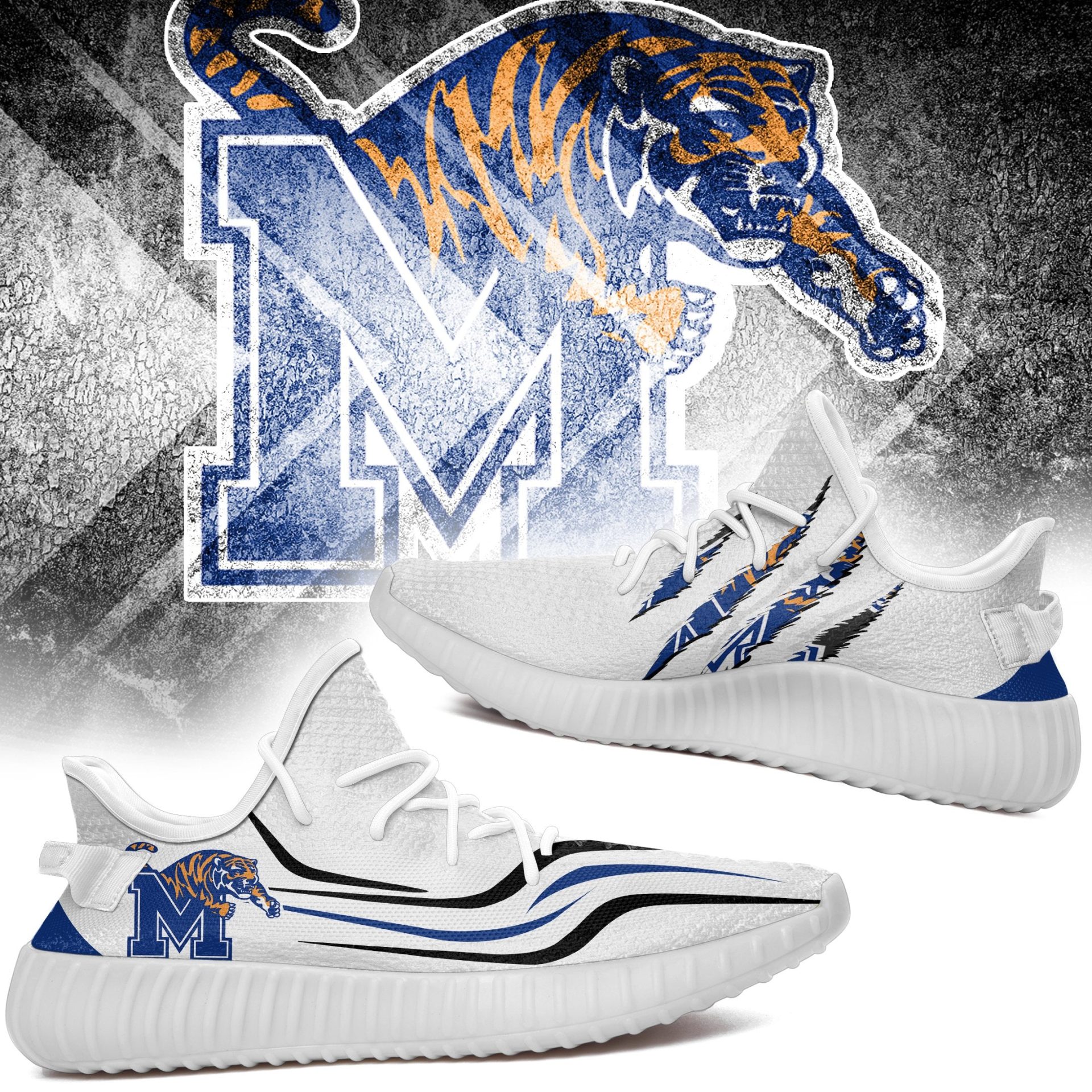 JWFancy Memphis Tigers Yeezy Boost Shoes For Men And Women