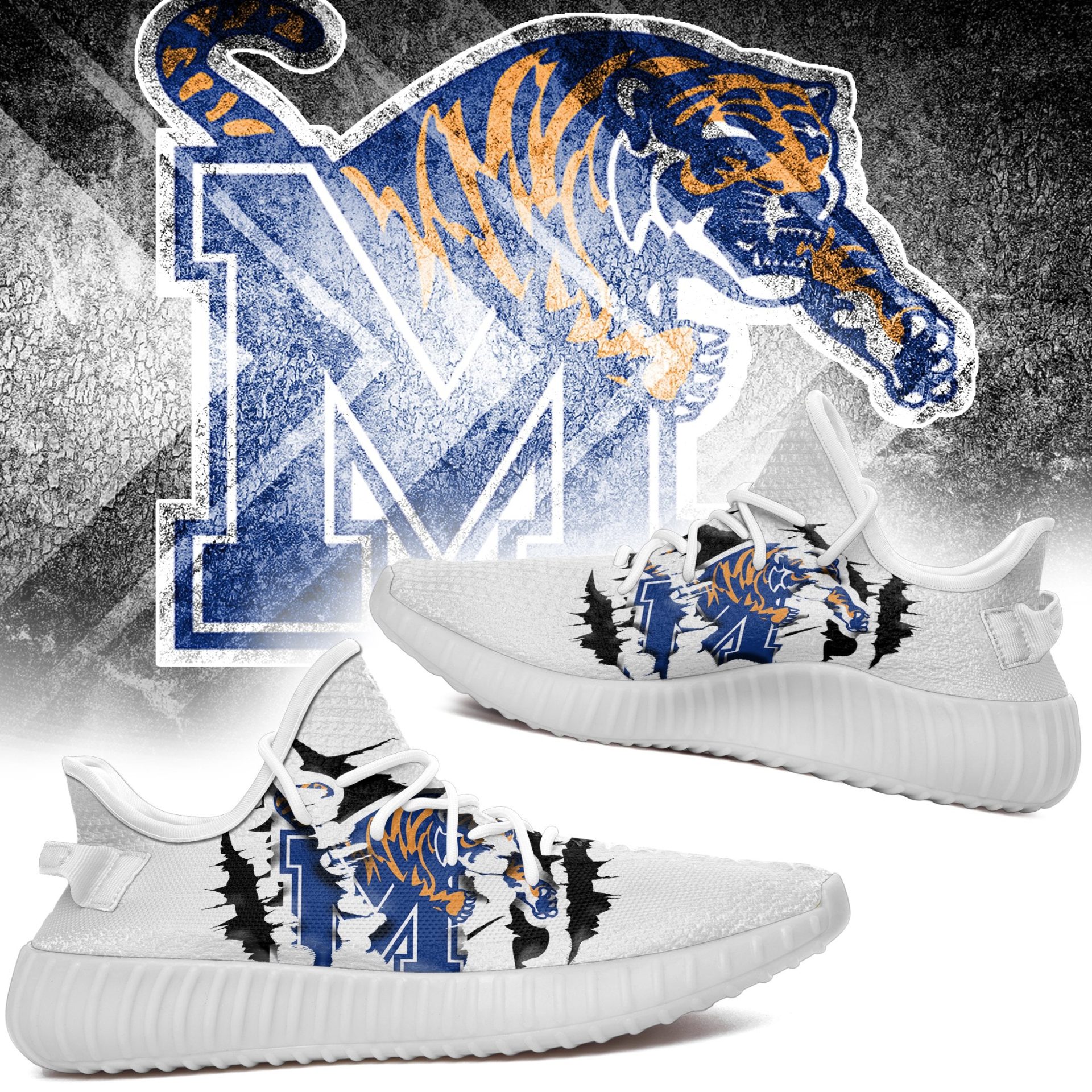 JWFancy Memphis Tigers Yeezy Boost Shoes For Men And Women