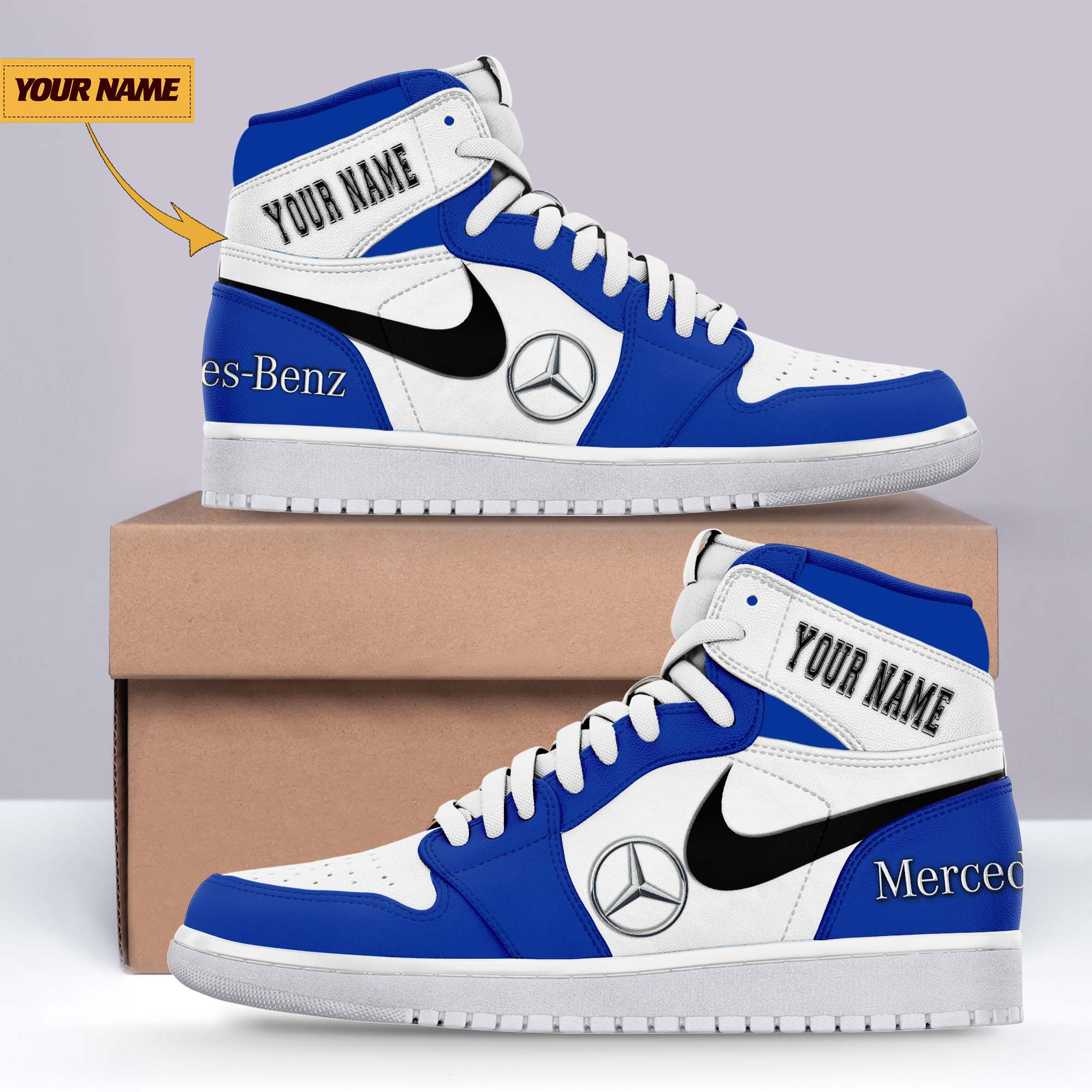 JWFancy Mercedes-Benz AJ1 High Sneakers Shoes For Men And Women